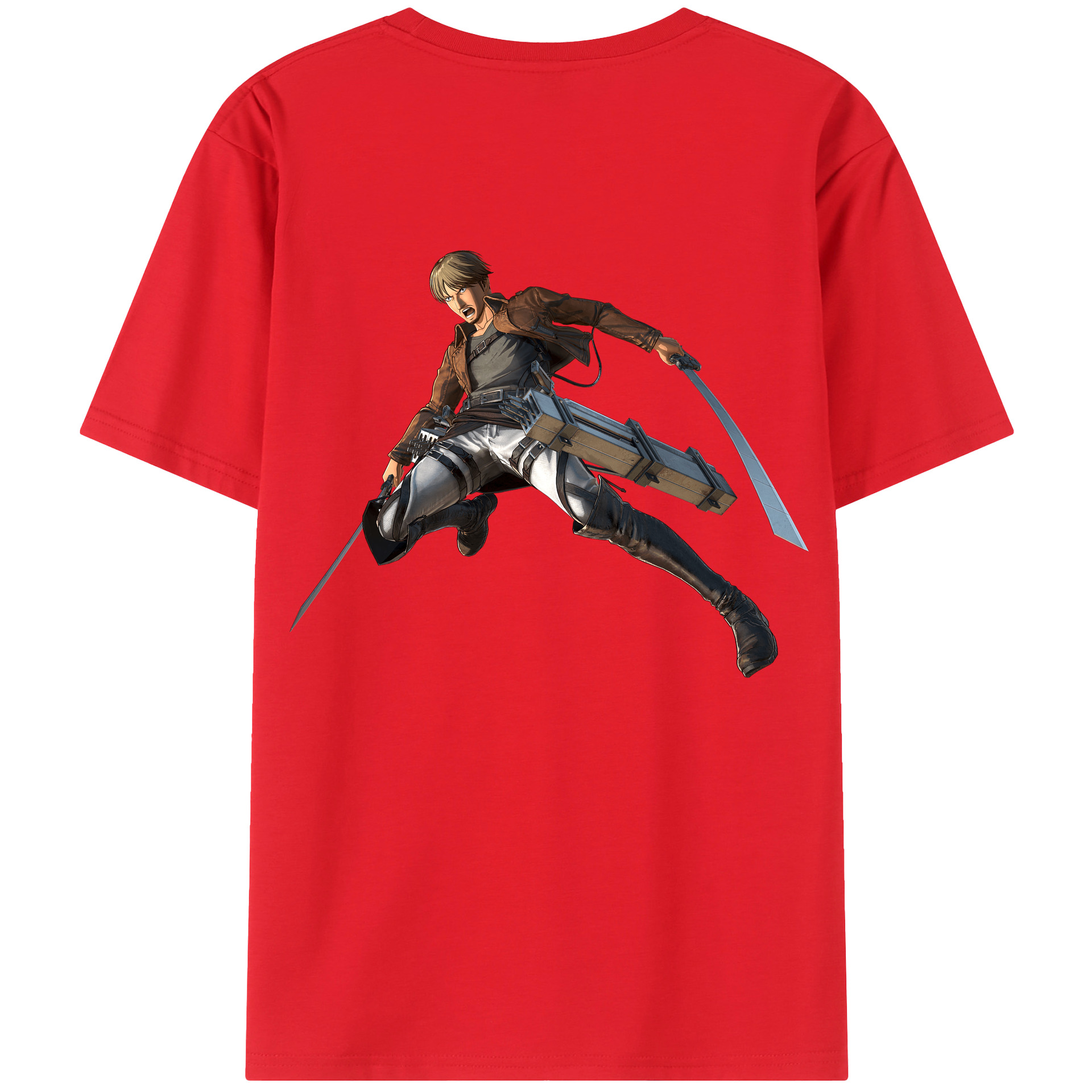 （画像用） 進撃の巨人 Attack on Titan 綿100％ メンズ半袖Tシャツ（バックプリント） 通気性
