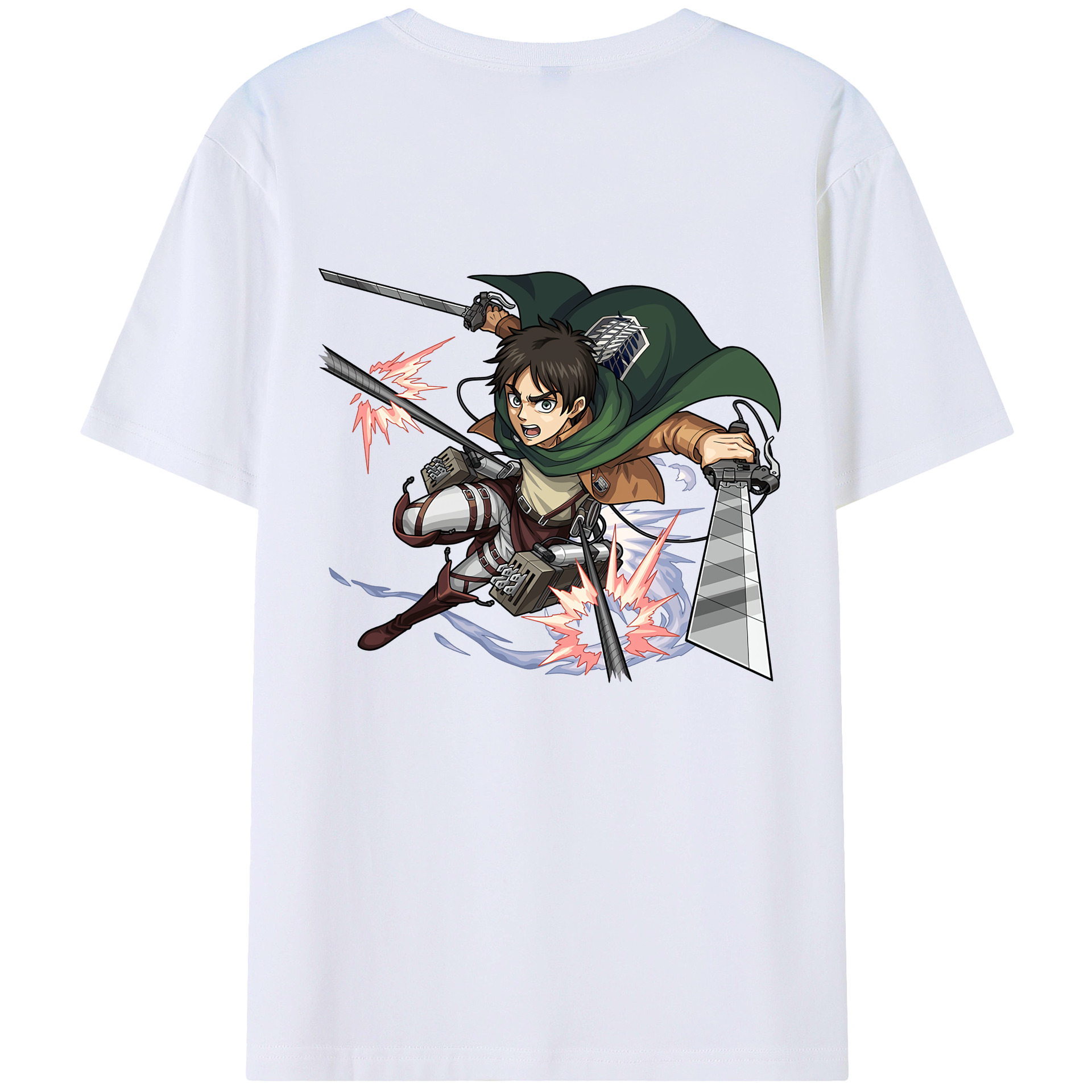 （画像用） 進撃の巨人 エレン･イェーガー Attack on Titan Eren Jäger 綿100％ メンズ半袖Tシャツ（バックプリント） 通気性