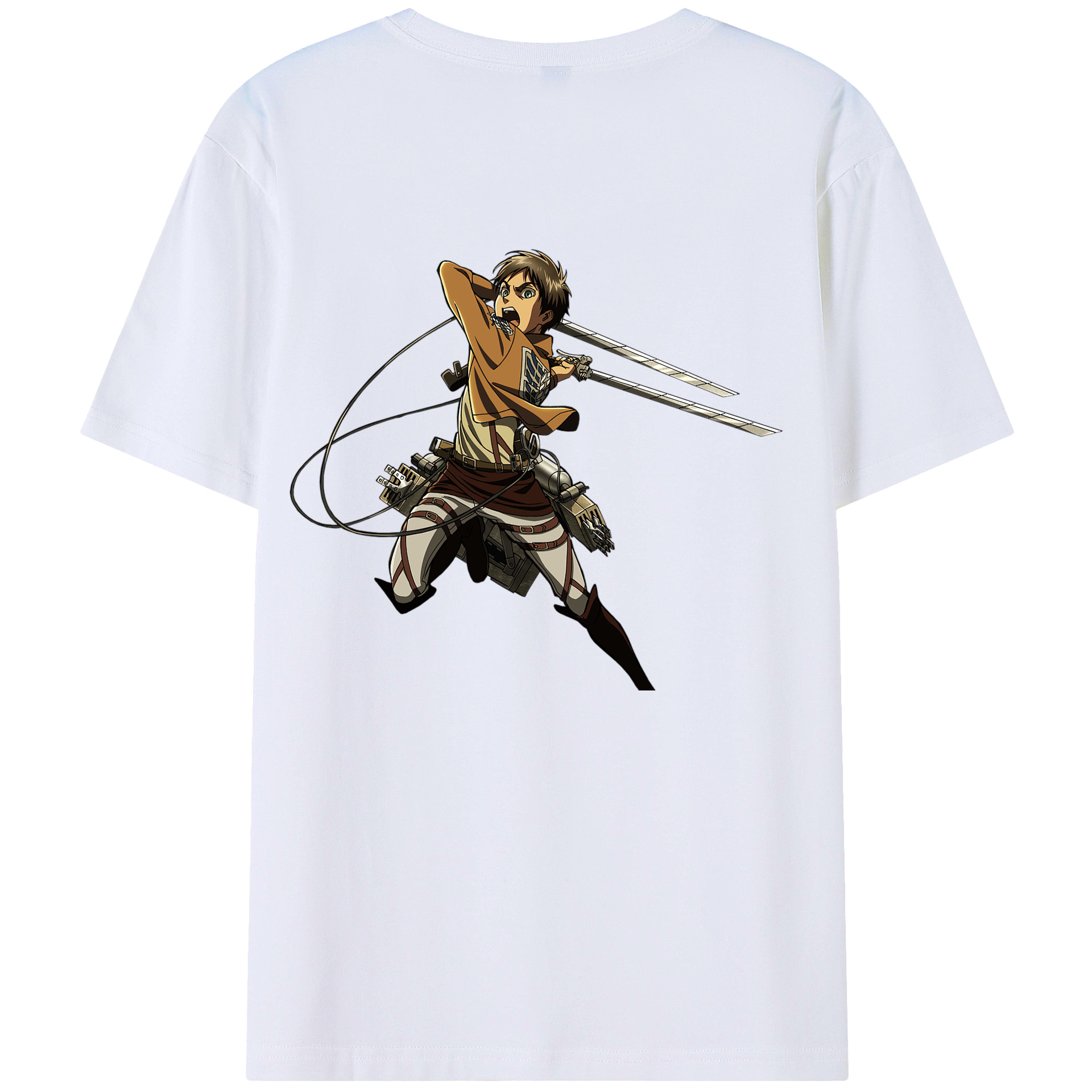 （画像用） 進撃の巨人 エレン･イェーガー Attack on Titan Eren Jäger 綿100％ メンズ半袖Tシャツ（バックプリント） 通気性