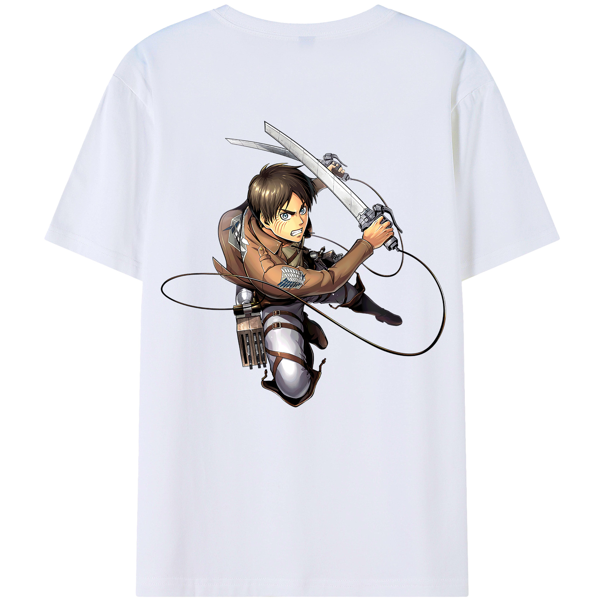 （画像用） 進撃の巨人 エレン･イェーガー Attack on Titan Eren Jäger 綿100％ メンズ半袖Tシャツ（バックプリント） 通気性