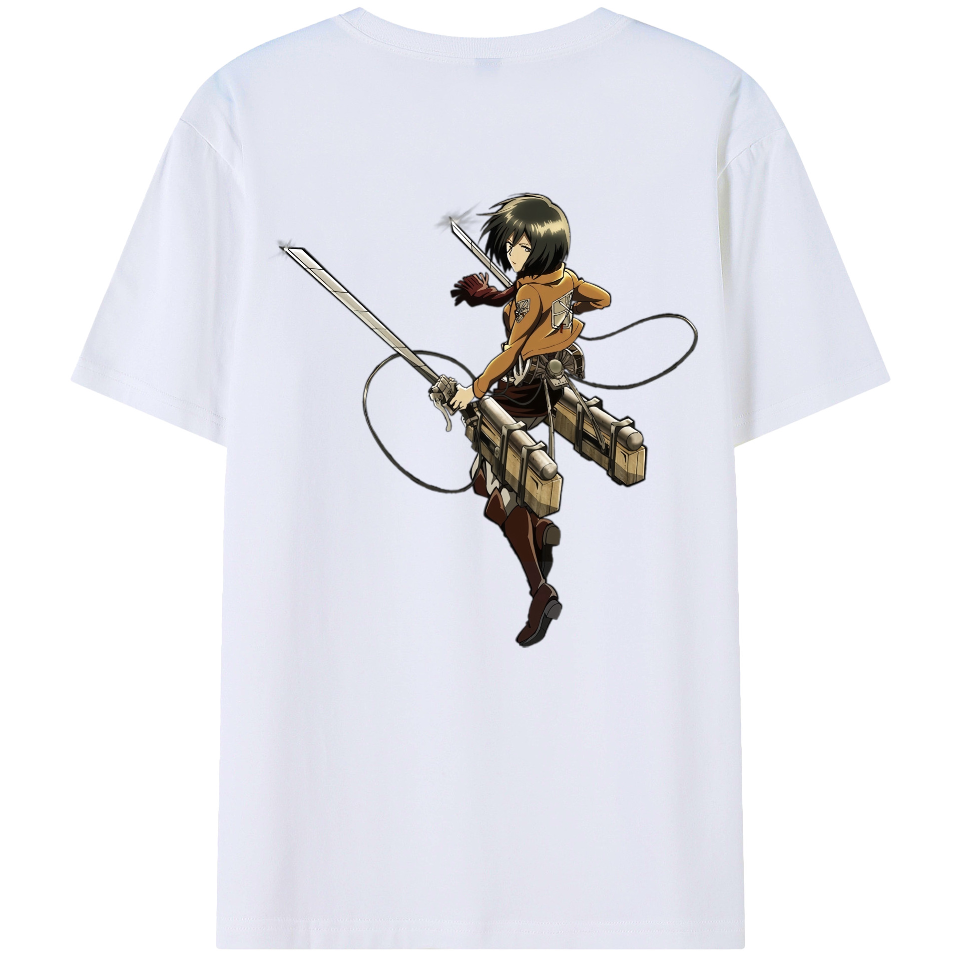 （画像用） 進撃の巨人 ミカサ·アッカーマン Attack on Titan Mikasa Ackerman 綿100％ メンズ半袖Tシャツ（バックプリント） 通気性
