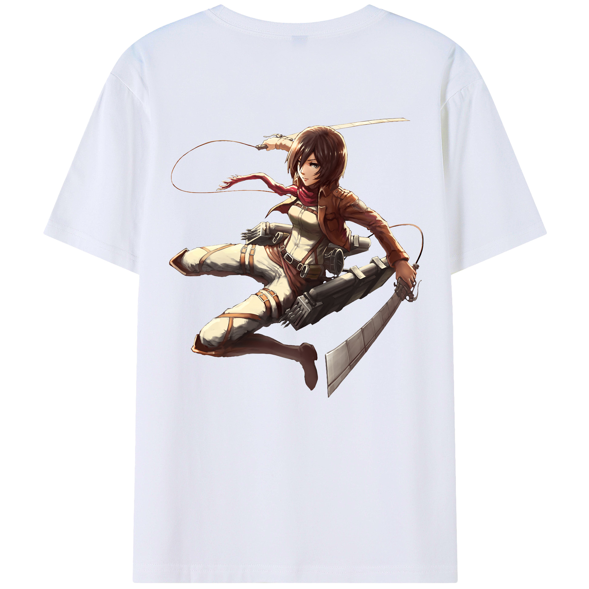 （画像用） 進撃の巨人 ミカサ·アッカーマン Attack on Titan Mikasa Ackerman 綿100％ メンズ半袖Tシャツ（バックプリント） 通気性