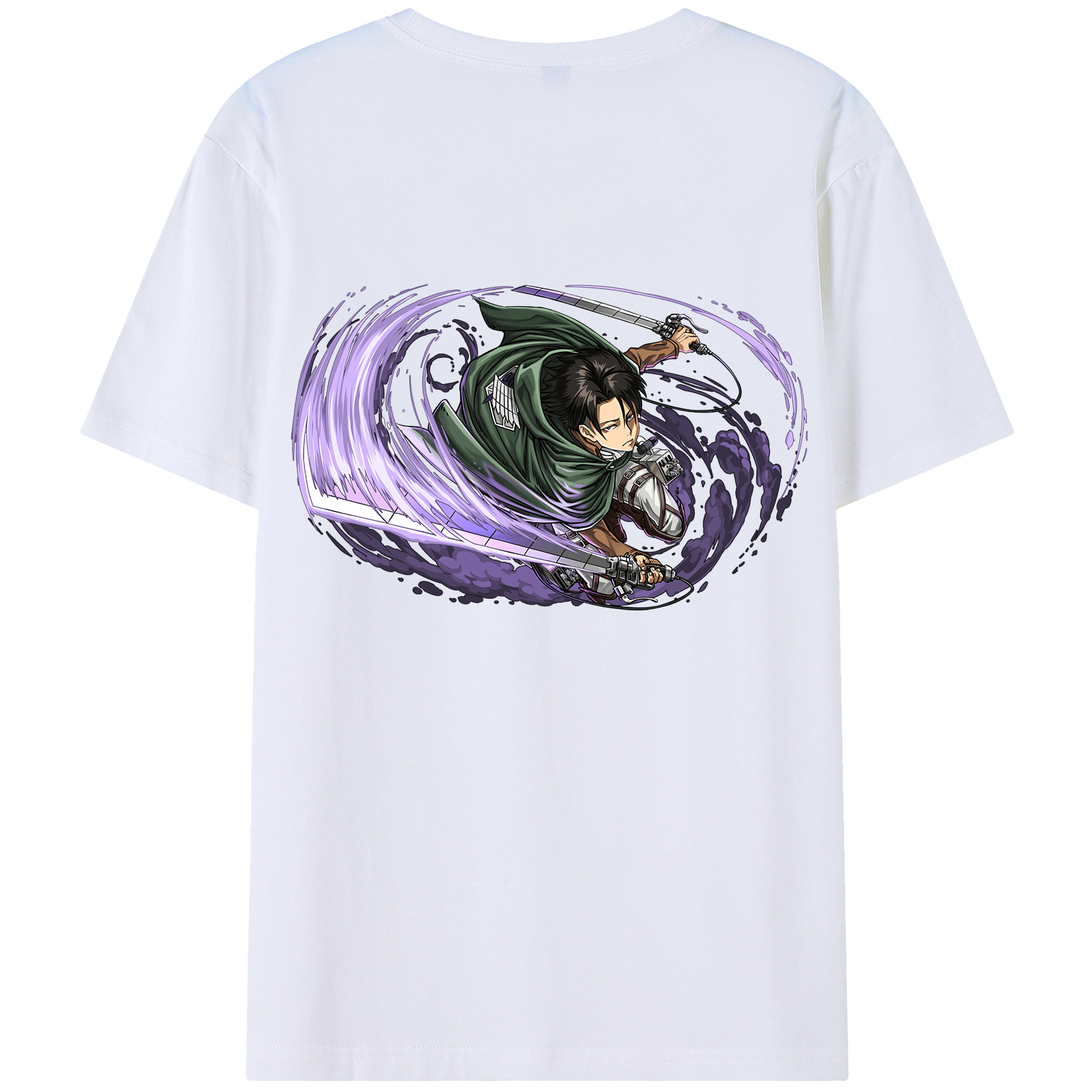（画像用） 進撃の巨人 リヴァイ·アッカーマン Attack on Titan Levi Ackerman 綿100％ メンズ半袖Tシャツ（バックプリント） 通気性