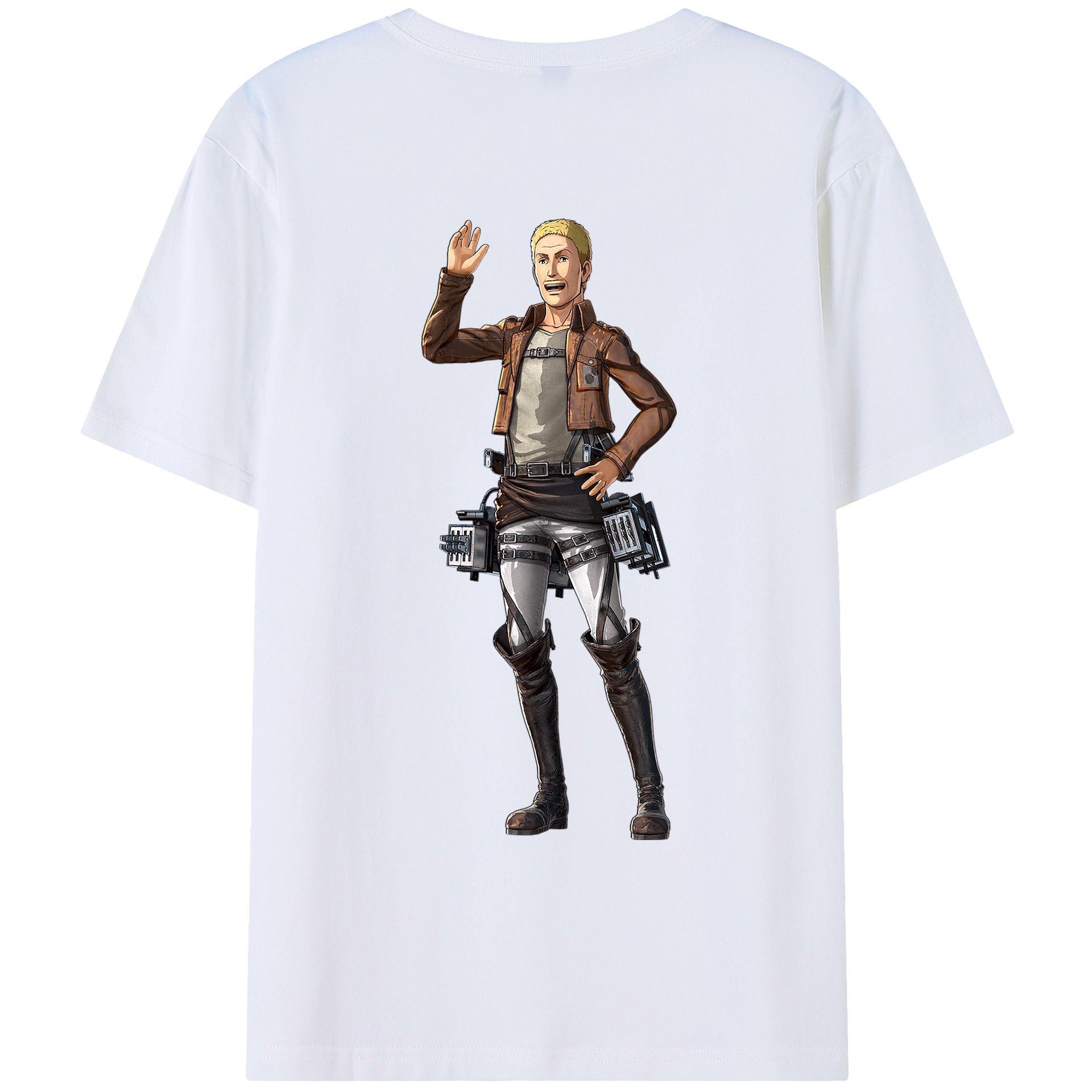 （画像用） 進撃の巨人 ハンネス Attack on Titan Hannes 綿100％ メンズ半袖Tシャツ（バックプリント） 通気性