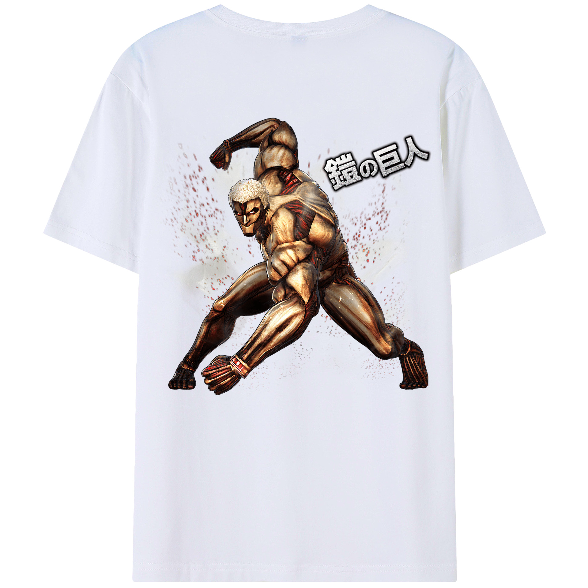 （画像用） 進撃の巨人 Attack on Titan 綿100％ メンズ半袖Tシャツ（バックプリント） 通気性