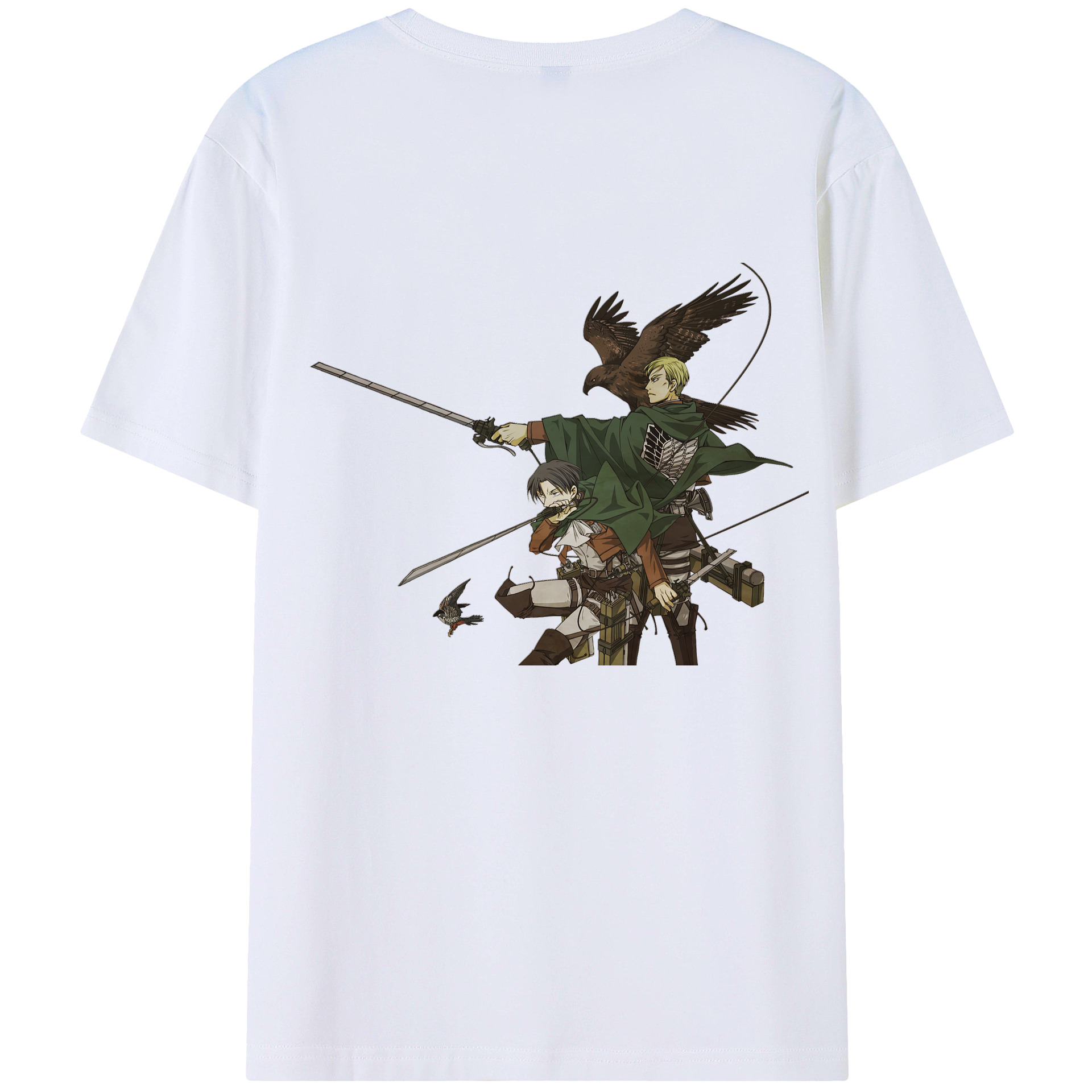 （画像用） 進撃の巨人 Attack on Titan 綿100％ メンズ半袖Tシャツ（バックプリント） 通気性