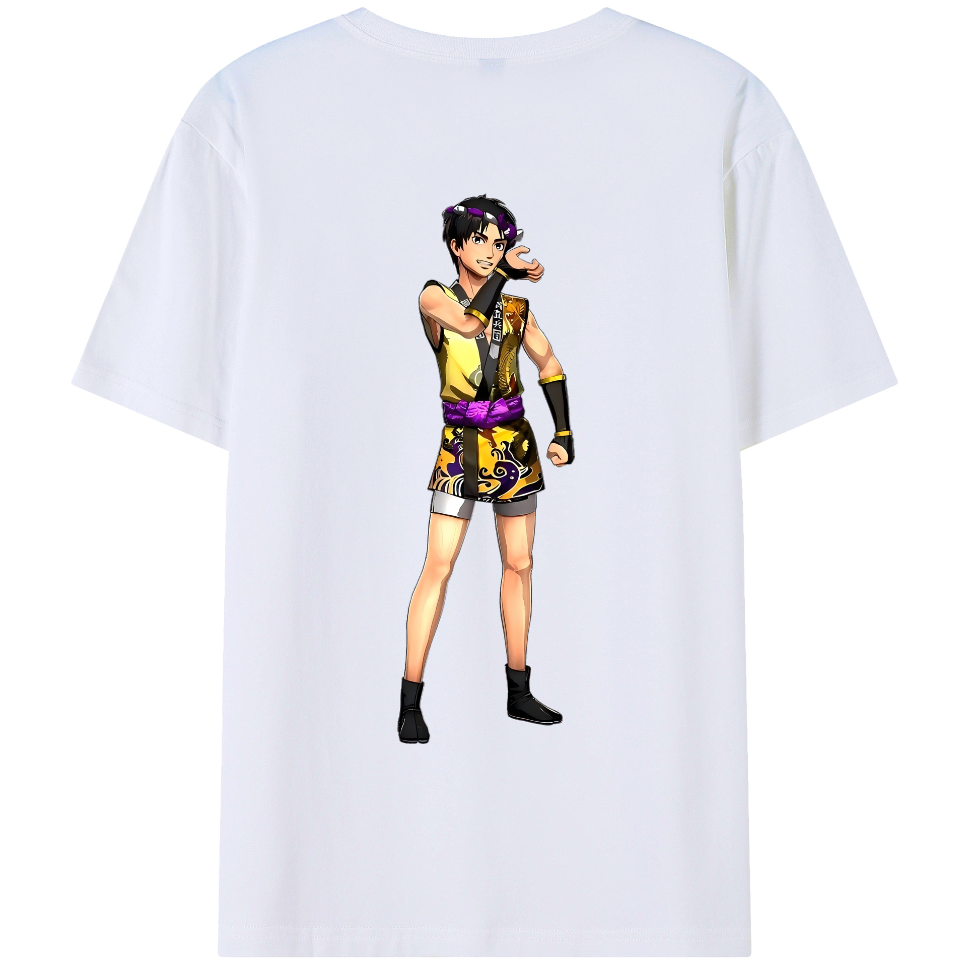 （画像用） 進撃の巨人 リヴァイ·アッカーマン Attack on Titan Levi Ackerman 綿100％ メンズ半袖Tシャツ（バックプリント） 通気性
