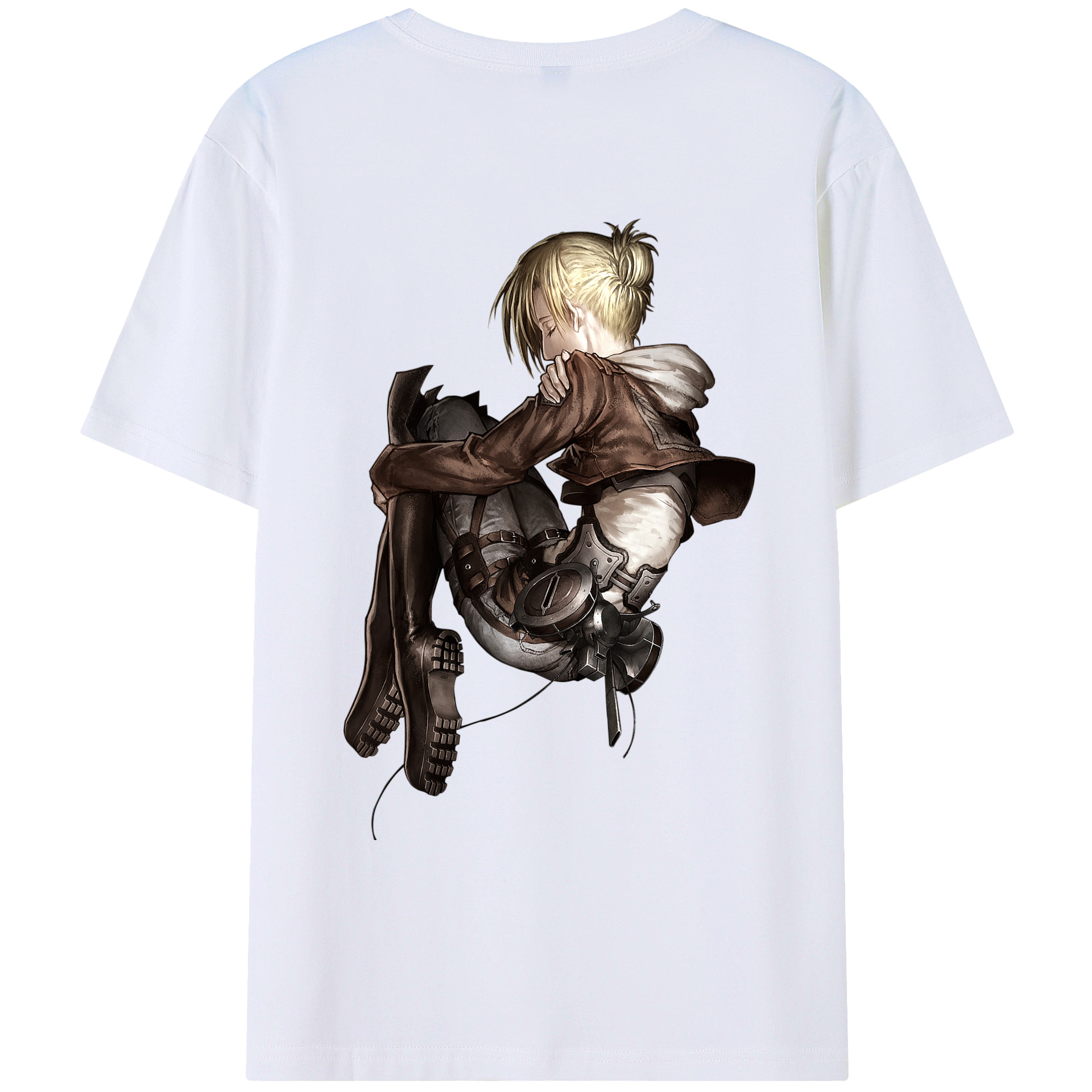 （画像用） 進撃の巨人 アニ・レオンハート Attack on Titan Annie Leonhart 綿100％ メンズ半袖Tシャツ（バックプリント） 通気性