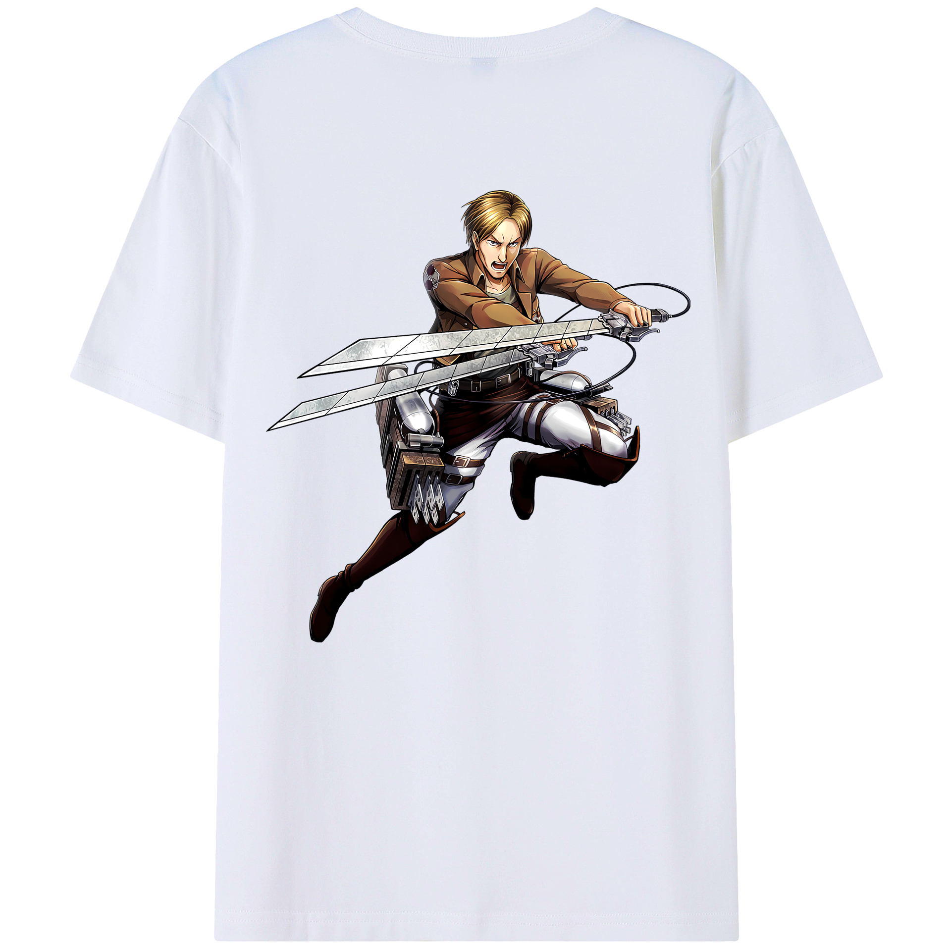（画像用） 進撃の巨人 Attack on Titan 綿100％ メンズ半袖Tシャツ（バックプリント） 通気性