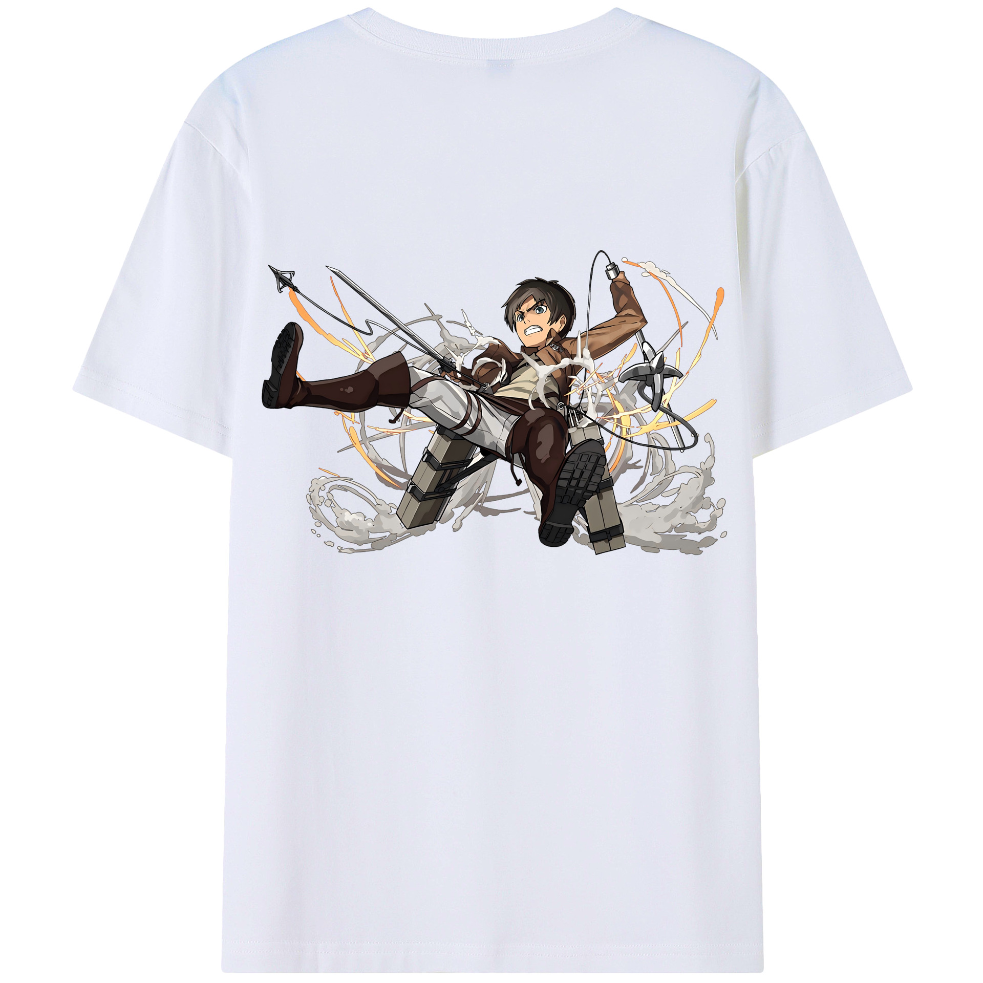 （画像用） 進撃の巨人 エレン･イェーガー Attack on Titan Eren Jäger 綿100％ メンズ半袖Tシャツ（バックプリント） 通気性