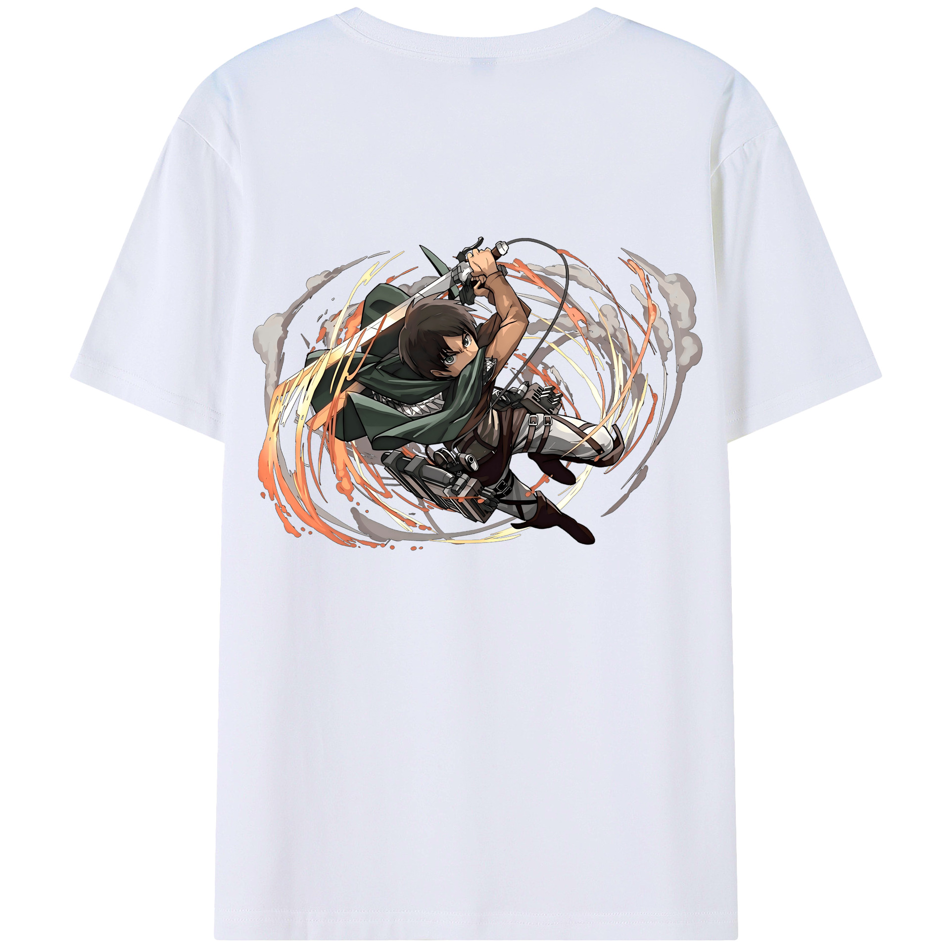 （画像用） 進撃の巨人 エレン･イェーガー Attack on Titan Eren Jäger 綿100％ メンズ半袖Tシャツ（バックプリント） 通気性