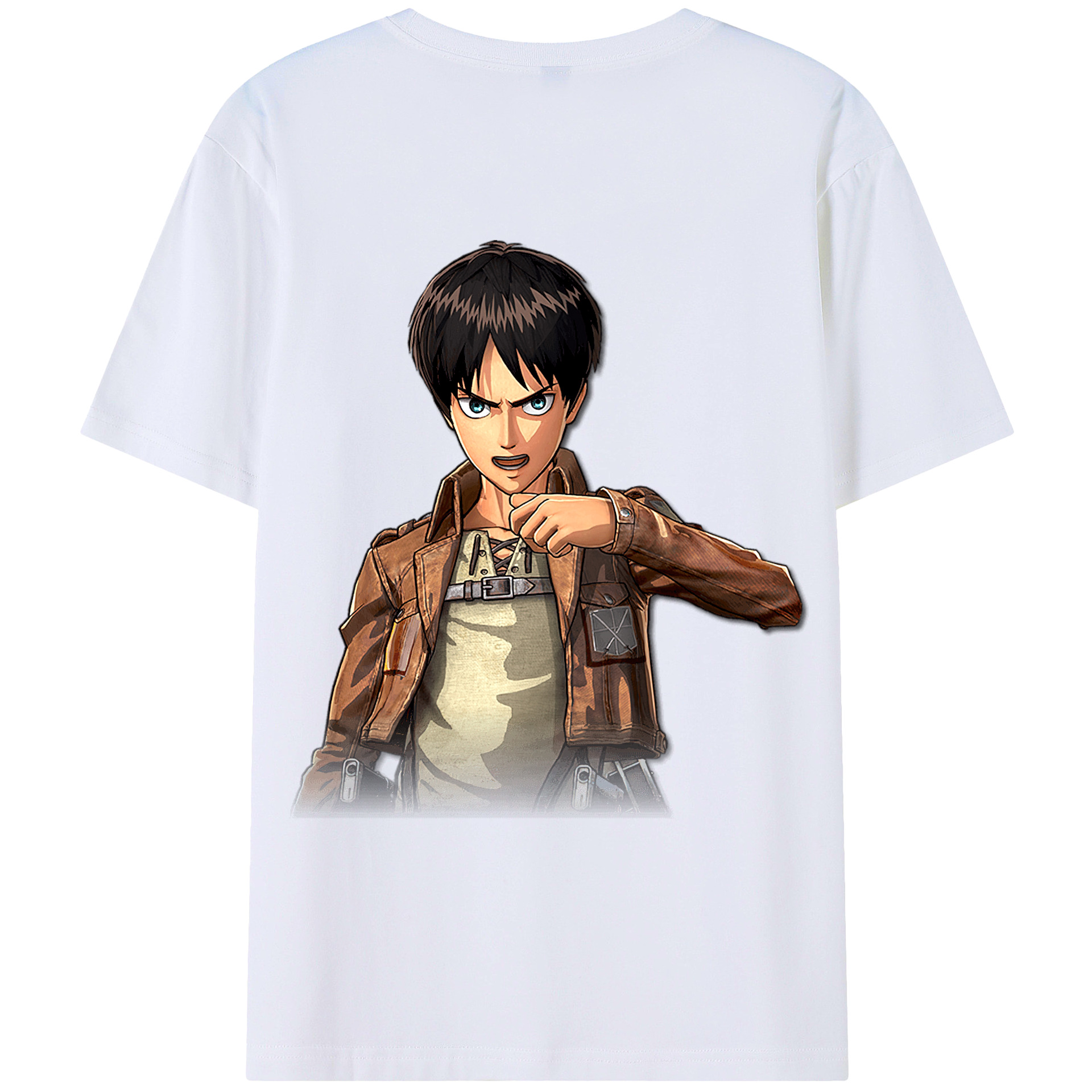 （画像用） 進撃の巨人 エレン･イェーガー Attack on Titan Eren Jäger 綿100％ メンズ半袖Tシャツ（バックプリント） 通気性