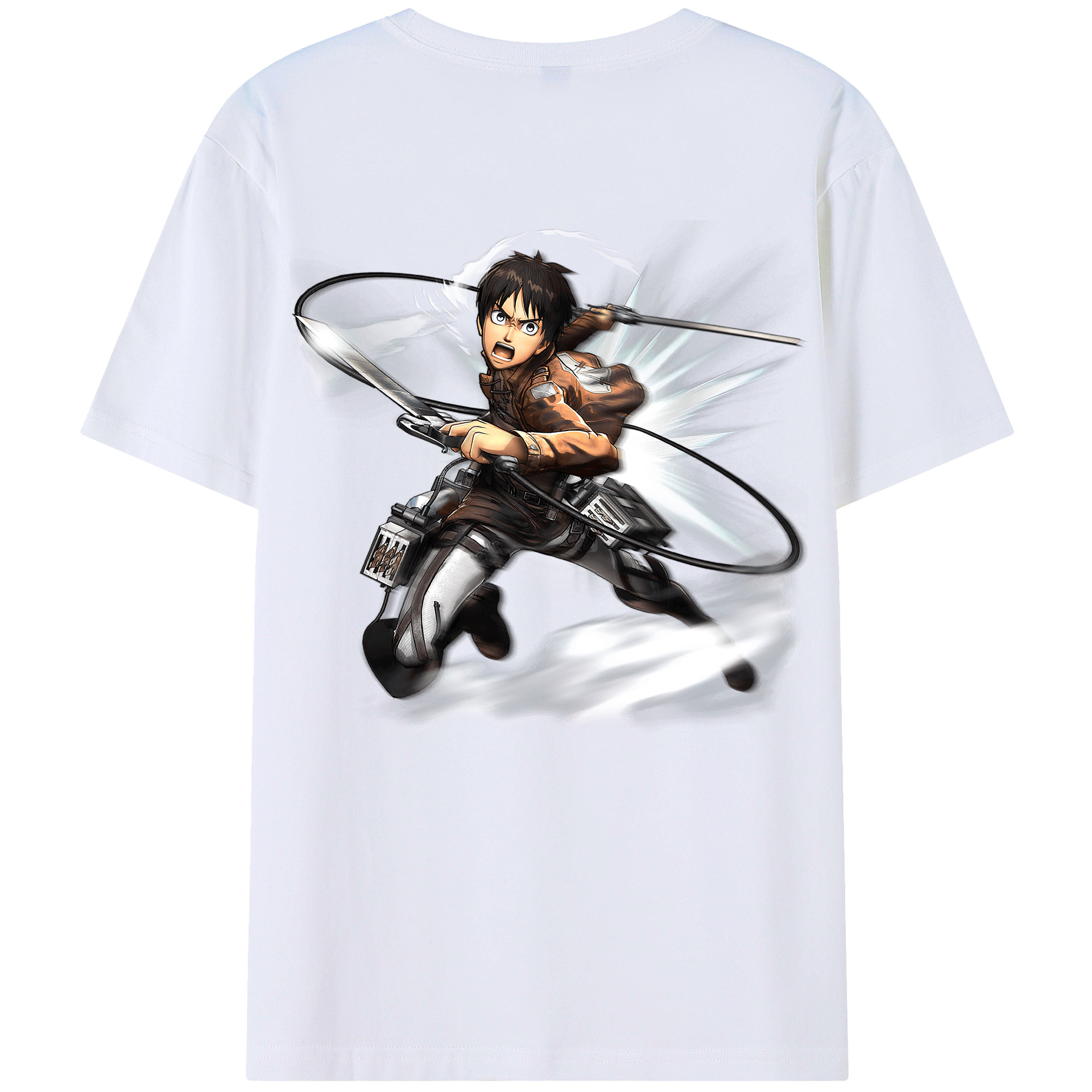 （画像用） 進撃の巨人 エレン･イェーガー Attack on Titan Eren Jäger 綿100％ メンズ半袖Tシャツ（バックプリント） 通気性