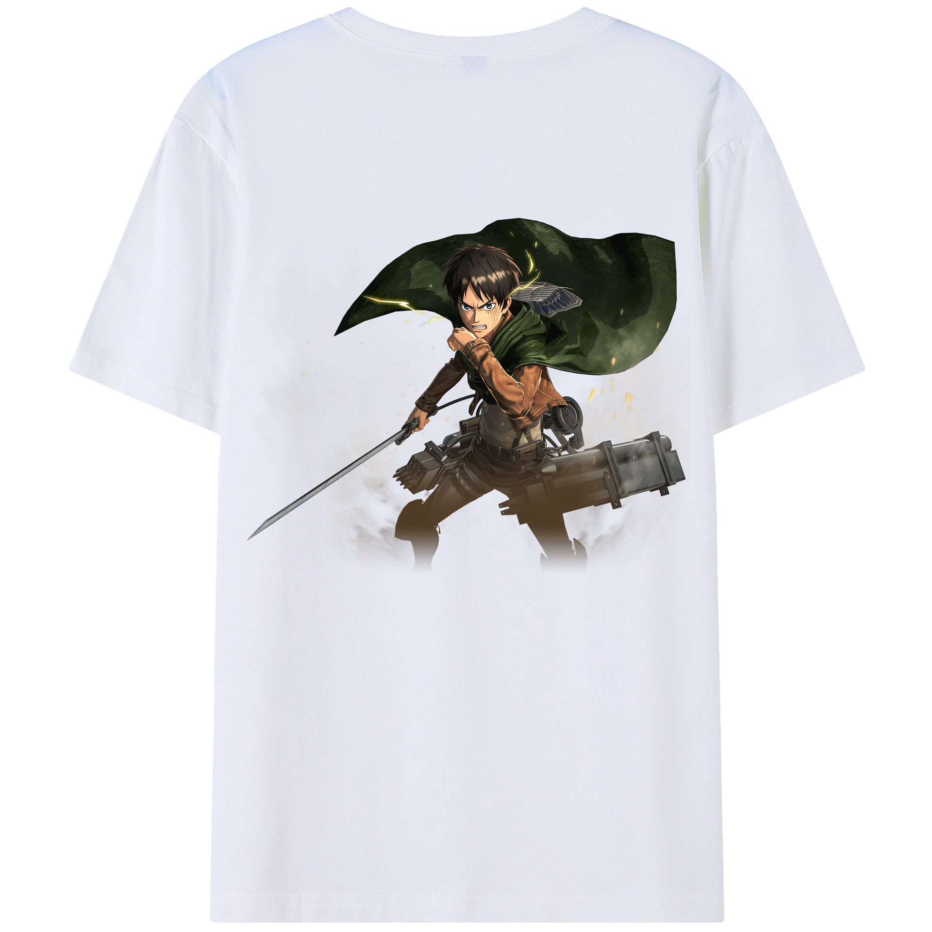 （画像用） 進撃の巨人 エレン･イェーガー Attack on Titan Eren Jäger 綿100％ メンズ半袖Tシャツ（バックプリント） 通気性