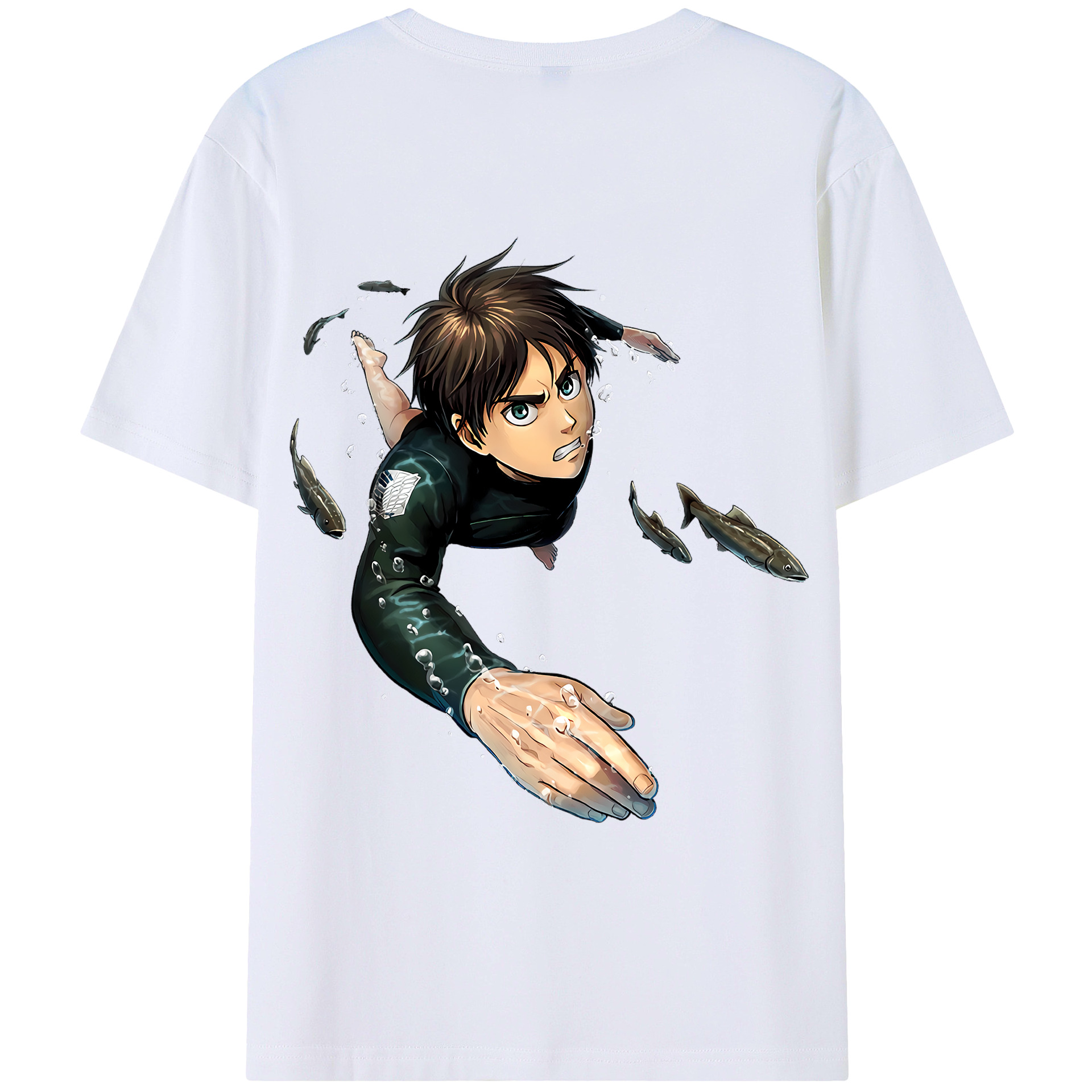 （画像用） 進撃の巨人 エレン･イェーガー Attack on Titan Eren Jäger 綿100％ メンズ半袖Tシャツ（バックプリント） 通気性