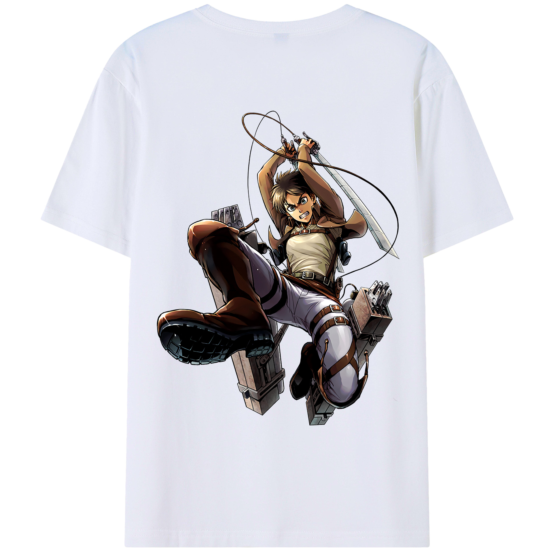 （画像用） 進撃の巨人 エレン･イェーガー Attack on Titan Eren Jäger 綿100％ メンズ半袖Tシャツ（バックプリント） 通気性
