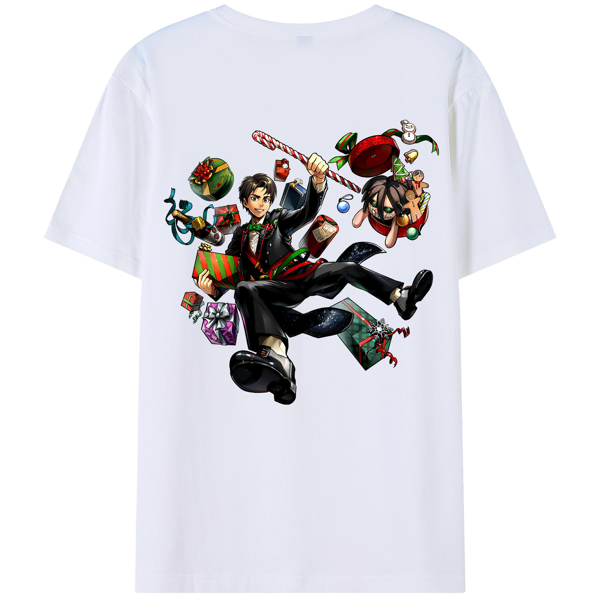 （画像用） 進撃の巨人 エレン･イェーガー Attack on Titan Eren Jäger 綿100％ メンズ半袖Tシャツ（バックプリント） 通気性