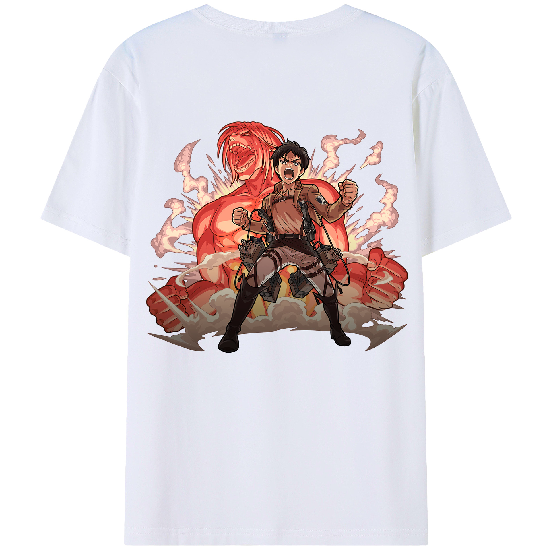 （画像用） 進撃の巨人 エレン･イェーガー Attack on Titan Eren Jäger 綿100％ メンズ半袖Tシャツ（バックプリント） 通気性