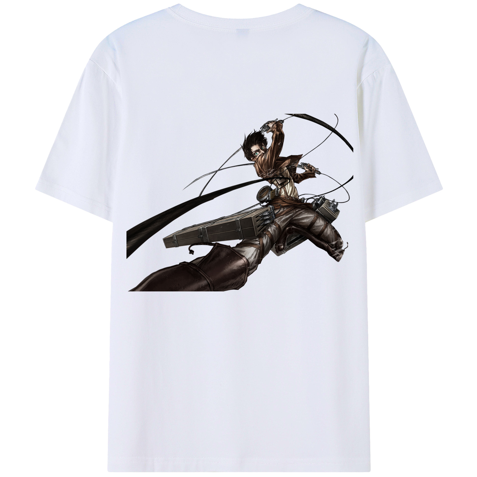 （画像用） 進撃の巨人 エレン･イェーガー Attack on Titan Eren Jäger 綿100％ メンズ半袖Tシャツ（バックプリント） 通気性
