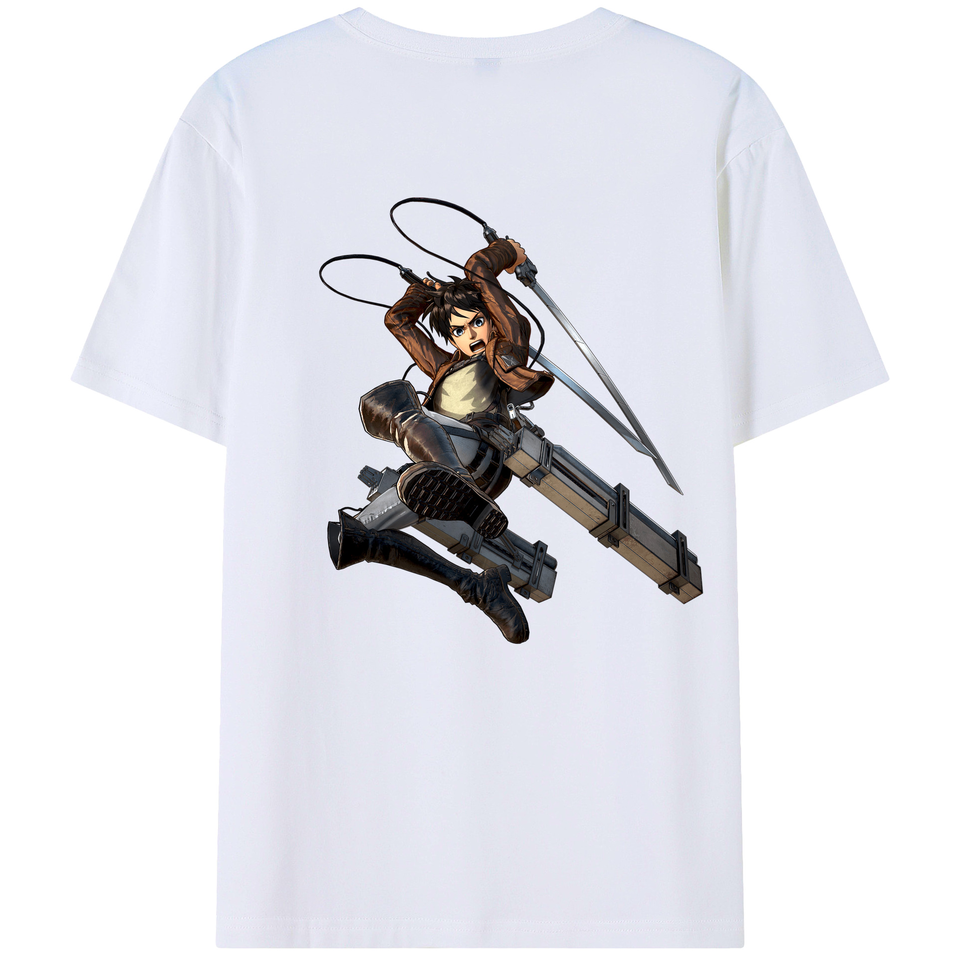 （画像用） 進撃の巨人 エレン･イェーガー Attack on Titan Eren Jäger 綿100％ メンズ半袖Tシャツ（バックプリント） 通気性