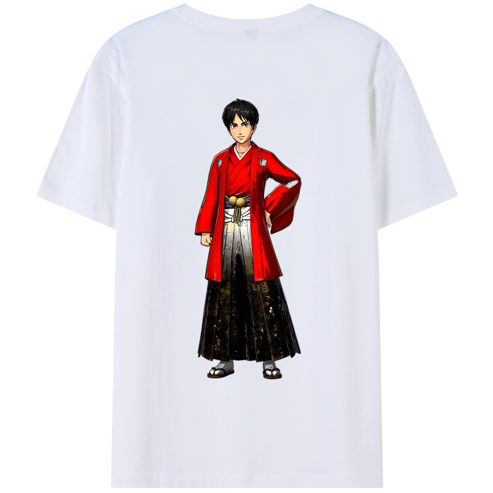 （画像用） 進撃の巨人 エレン･イェーガー Attack on Titan Eren Jäger 綿100％ メンズ半袖Tシャツ（バックプリント） 通気性