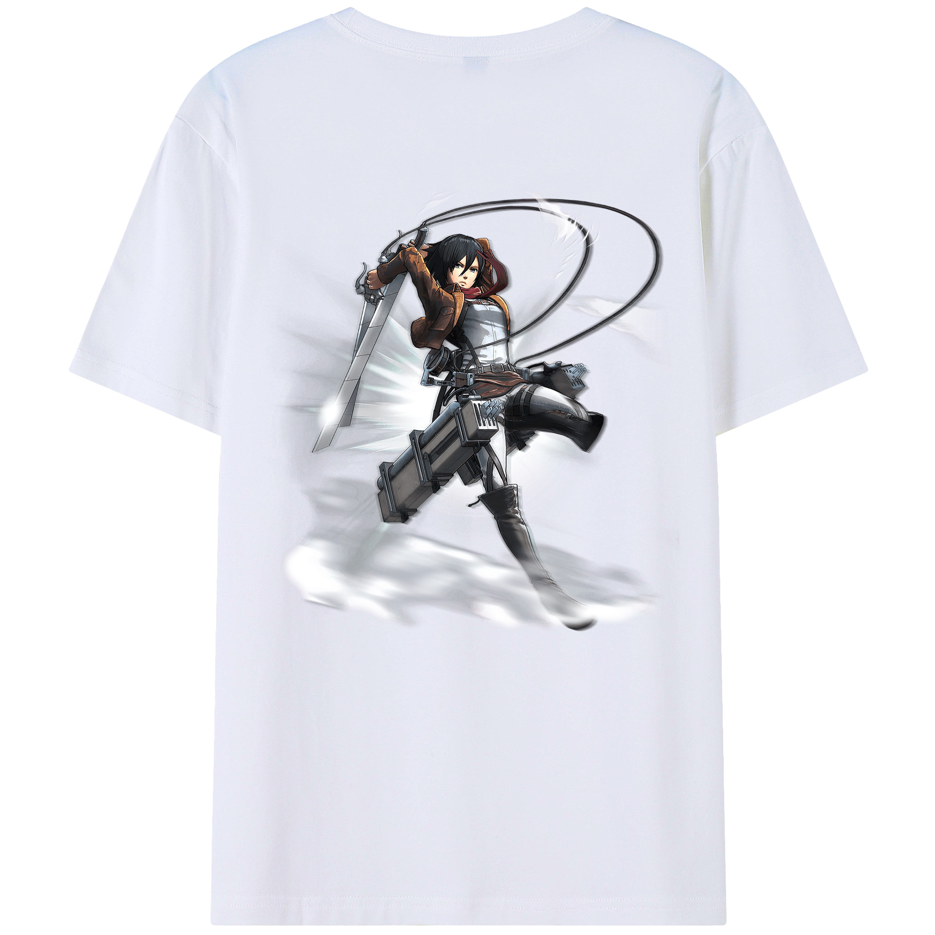 （画像用） 進撃の巨人 ミカサ·アッカーマン Attack on Titan Mikasa Ackerman 綿100％ メンズ半袖Tシャツ（バックプリント） 通気性