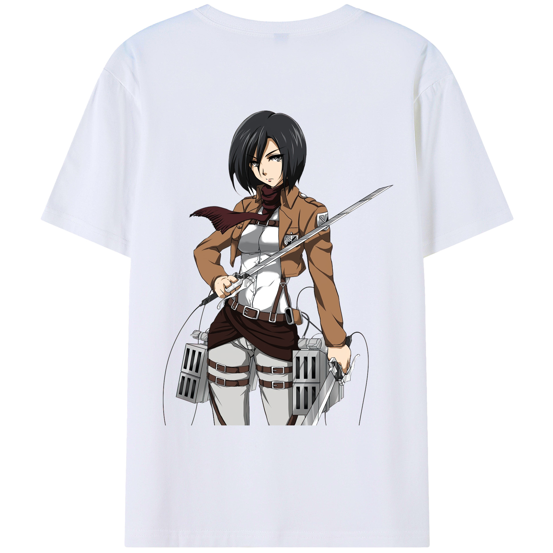 （画像用） 進撃の巨人 ミカサ·アッカーマン Attack on Titan Mikasa Ackerman 綿100％ メンズ半袖Tシャツ（バックプリント） 通気性