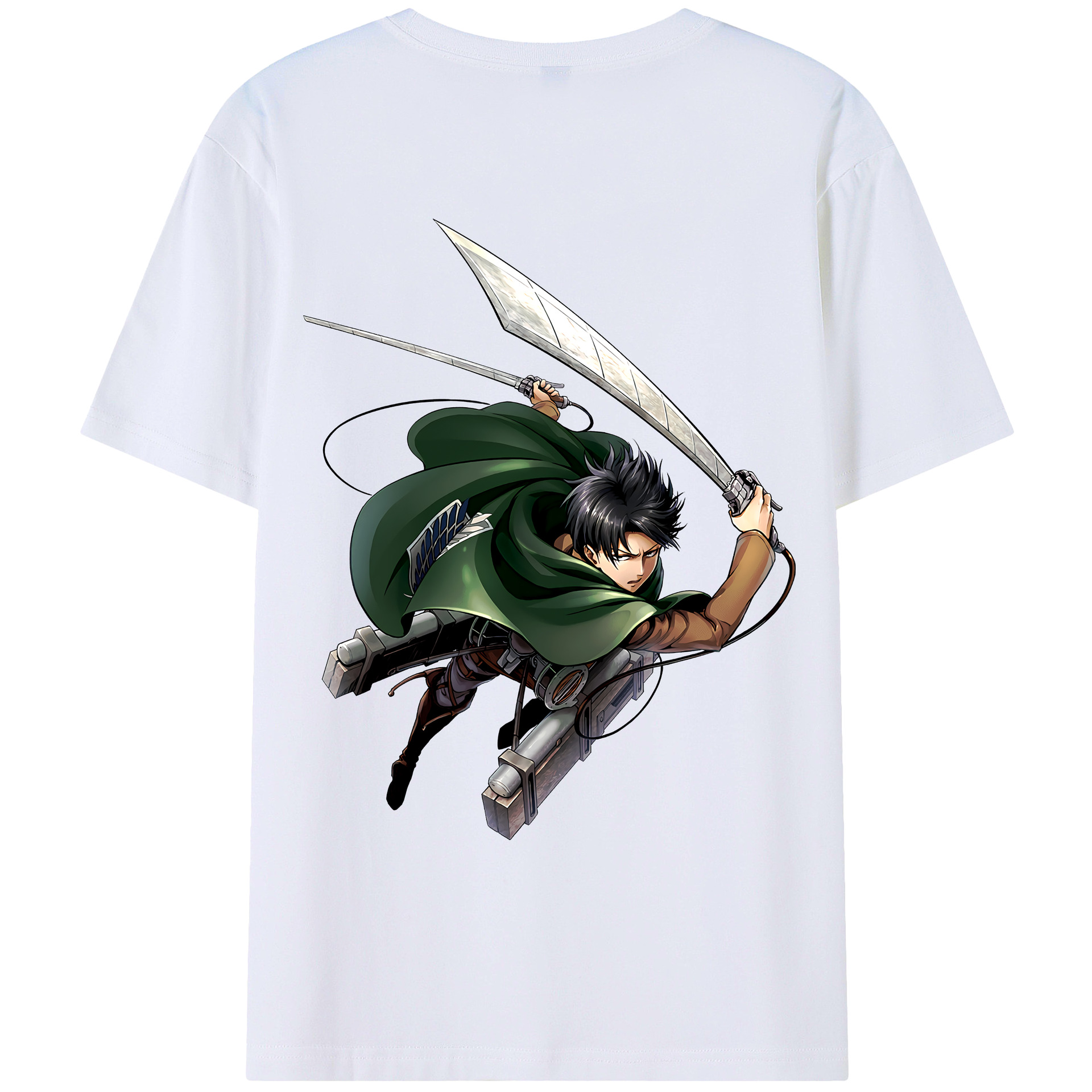 （画像用） 進撃の巨人 リヴァイ·アッカーマン Attack on Titan Levi Ackerman 綿100％ メンズ半袖Tシャツ（バックプリント） 通気性