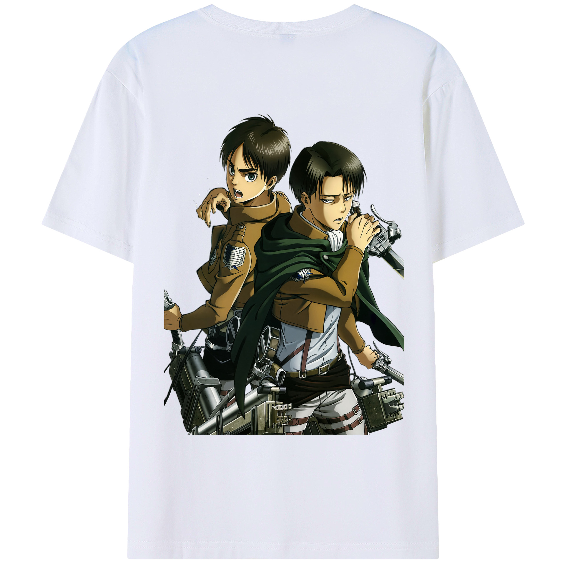 （画像用） 進撃の巨人 リヴァイ·アッカーマン Attack on Titan Levi Ackerman 綿100％ メンズ半袖Tシャツ（バックプリント） 通気性