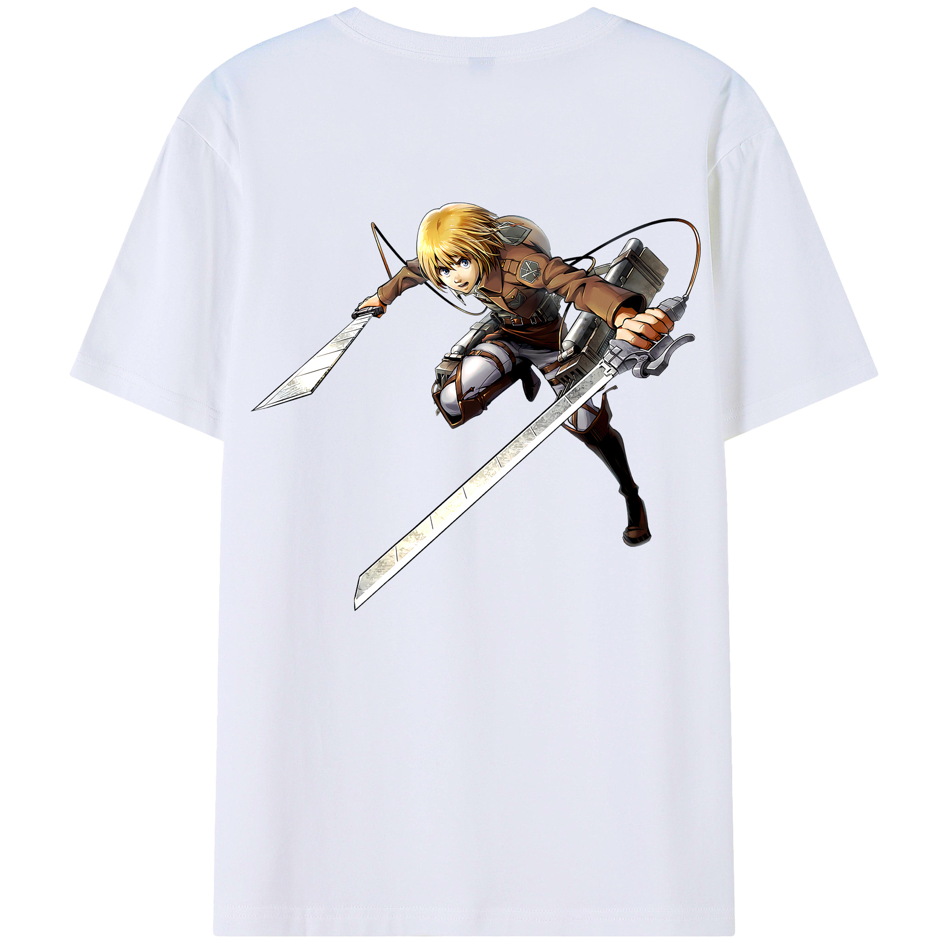（画像用） 進撃の巨人 アルミン·アルレルト Attack on Titan Armin Arlert 綿100％ メンズ半袖Tシャツ（バックプリント） 通気性