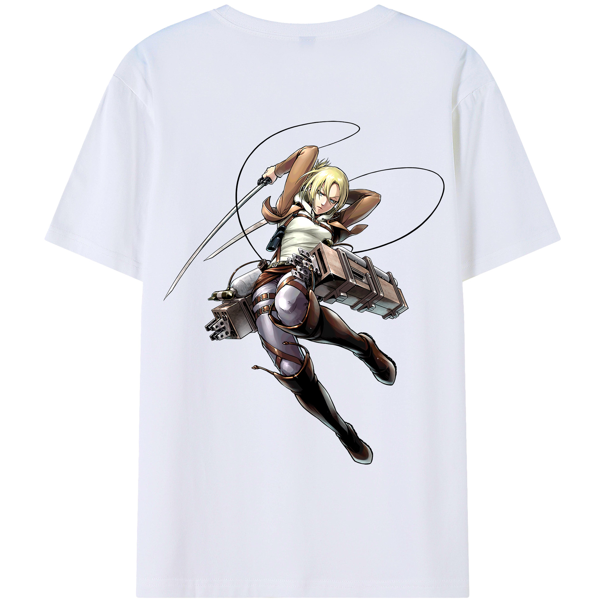 （画像用） 進撃の巨人 アニ・レオンハート Attack on Titan Annie Leonhart 綿100％ メンズ半袖Tシャツ（バックプリント） 通気性
