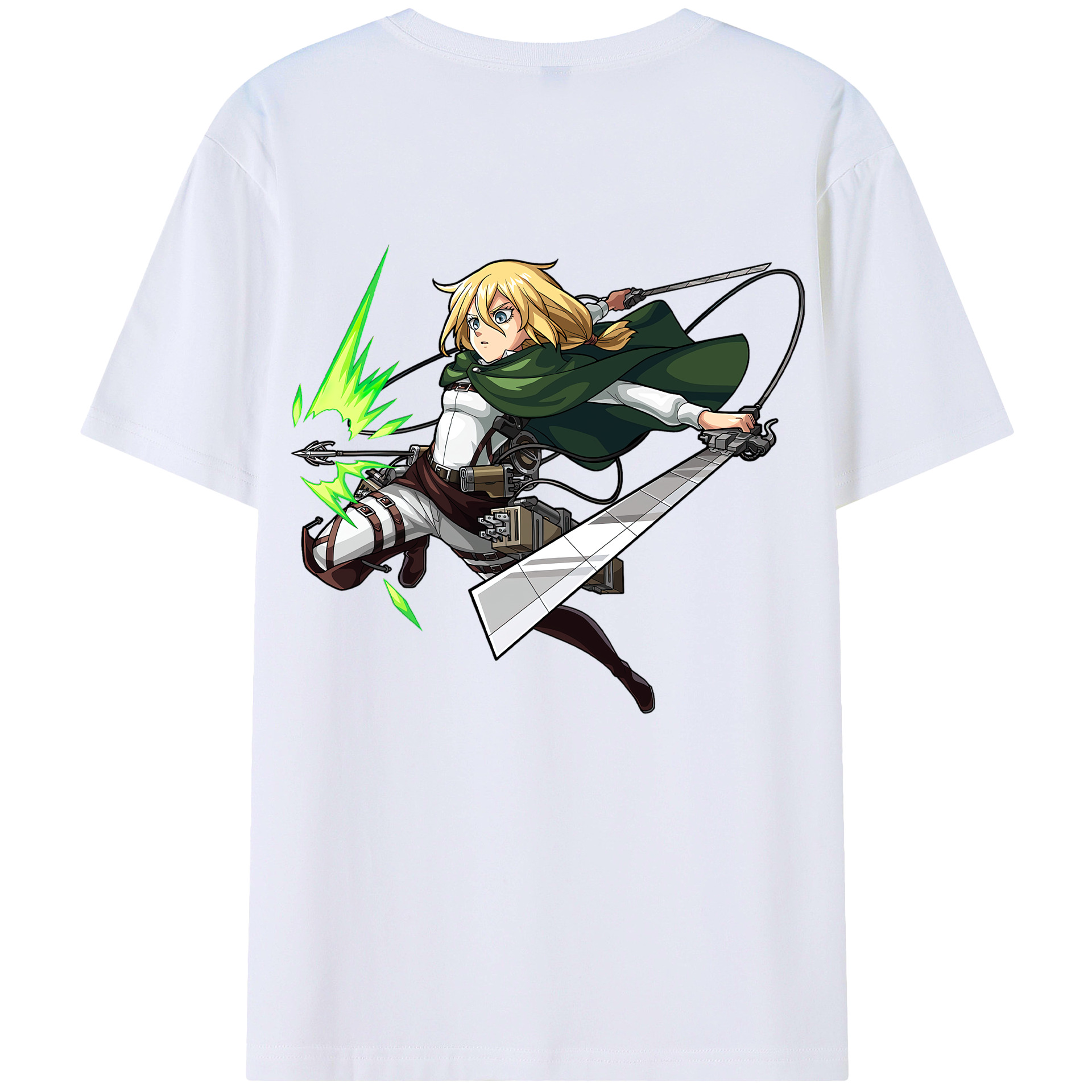 （画像用） 進撃の巨人 クリスタ·レンズ Attack on Titan Christa Lenz 綿100％ メンズ半袖Tシャツ（バックプリント） 通気性