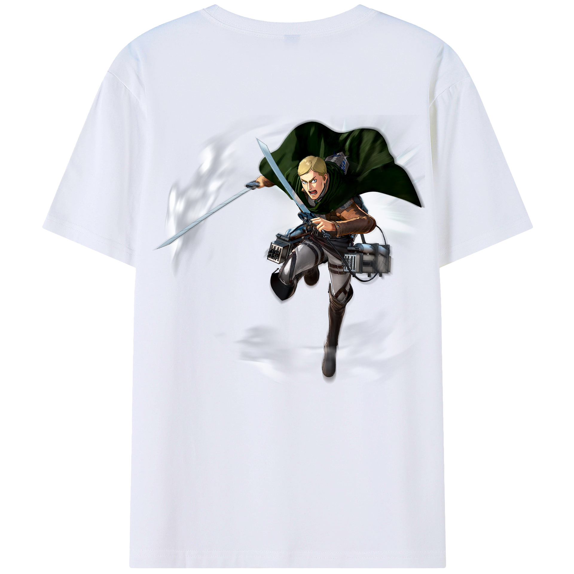（画像用） 進撃の巨人 エルヴィン・スミス Attack on Titan Erwin Smith 綿100％ メンズ半袖Tシャツ（バックプリント） 通気性