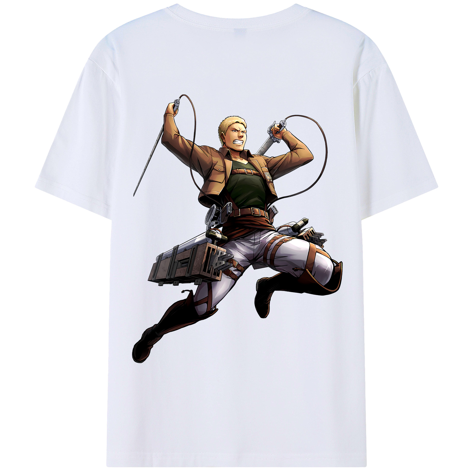 （画像用） 進撃の巨人 ライナー・ブラウン Attack on Titan Reiner Braun 綿100％ メンズ半袖Tシャツ（バックプリント） 通気性