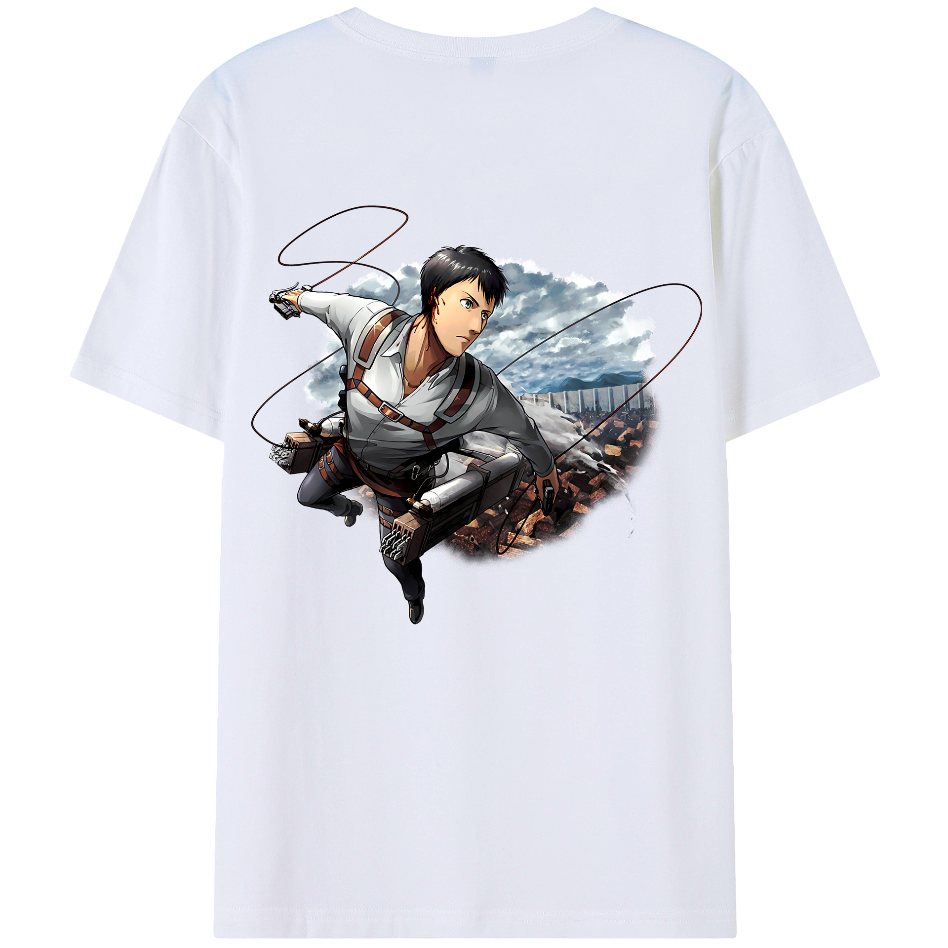 （画像用） 進撃の巨人 ベルトルト・フーバー Attack on Titan Bertholdt Hoover 綿100％ メンズ半袖Tシャツ（バックプリント） 通気性