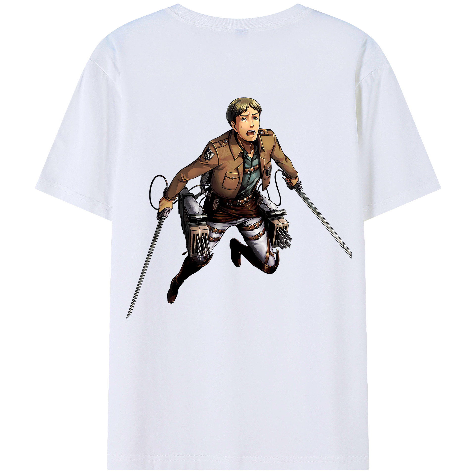 （画像用） 進撃の巨人 Attack on Titan 綿100％ メンズ半袖Tシャツ（バックプリント） 通気性