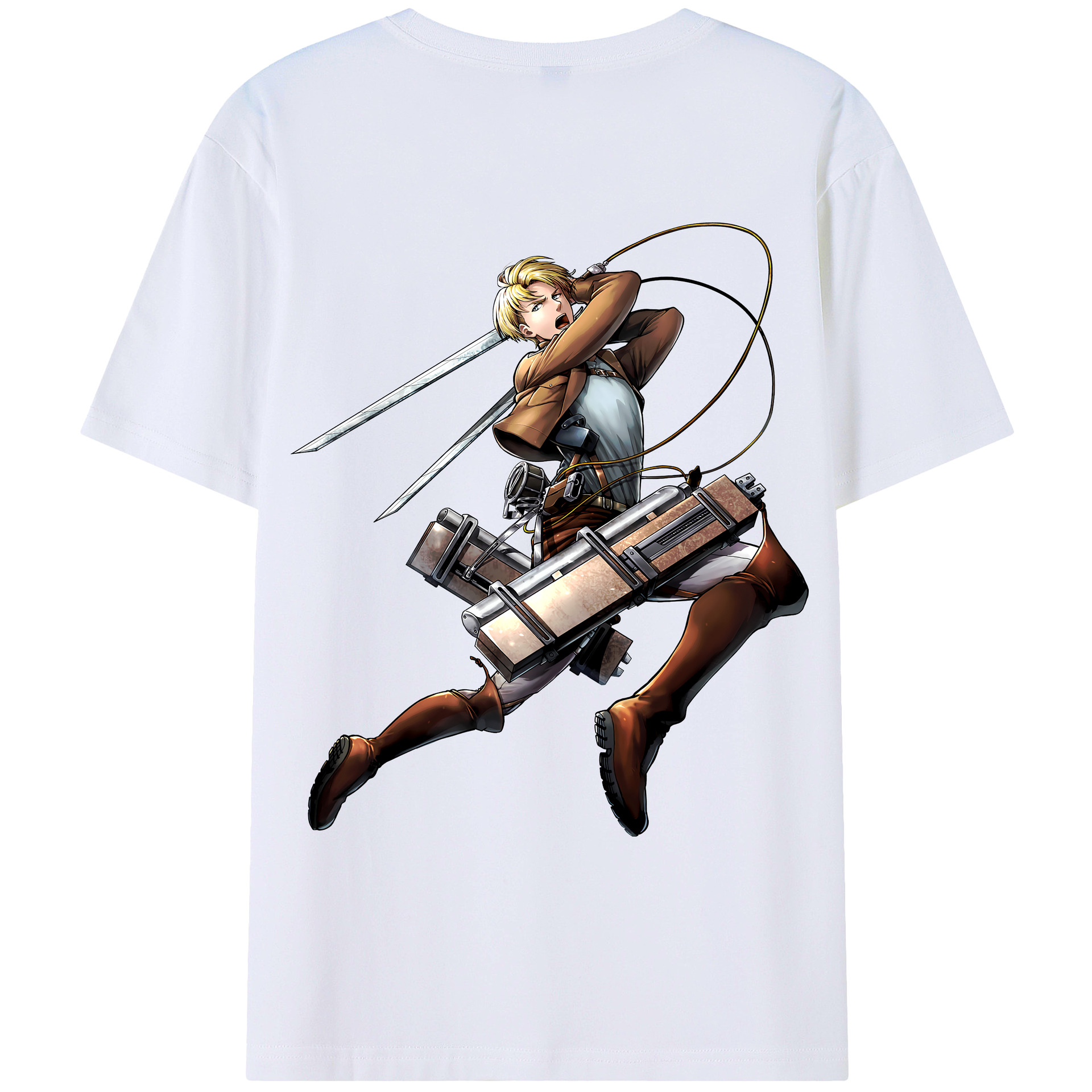 （画像用） 進撃の巨人 Attack on Titan 綿100％ メンズ半袖Tシャツ（バックプリント） 通気性