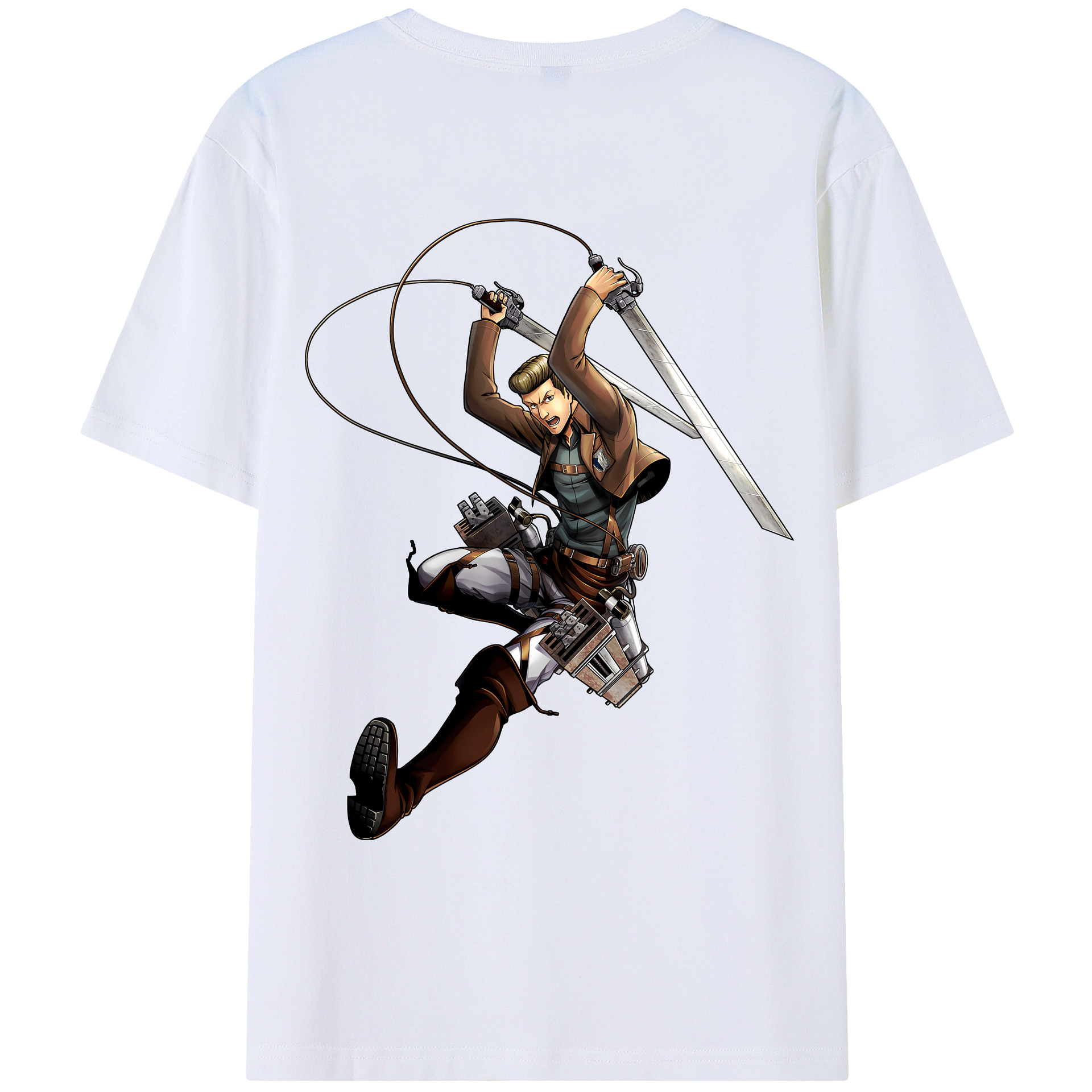 （画像用） 進撃の巨人 Attack on Titan 綿100％ メンズ半袖Tシャツ（バックプリント） 通気性