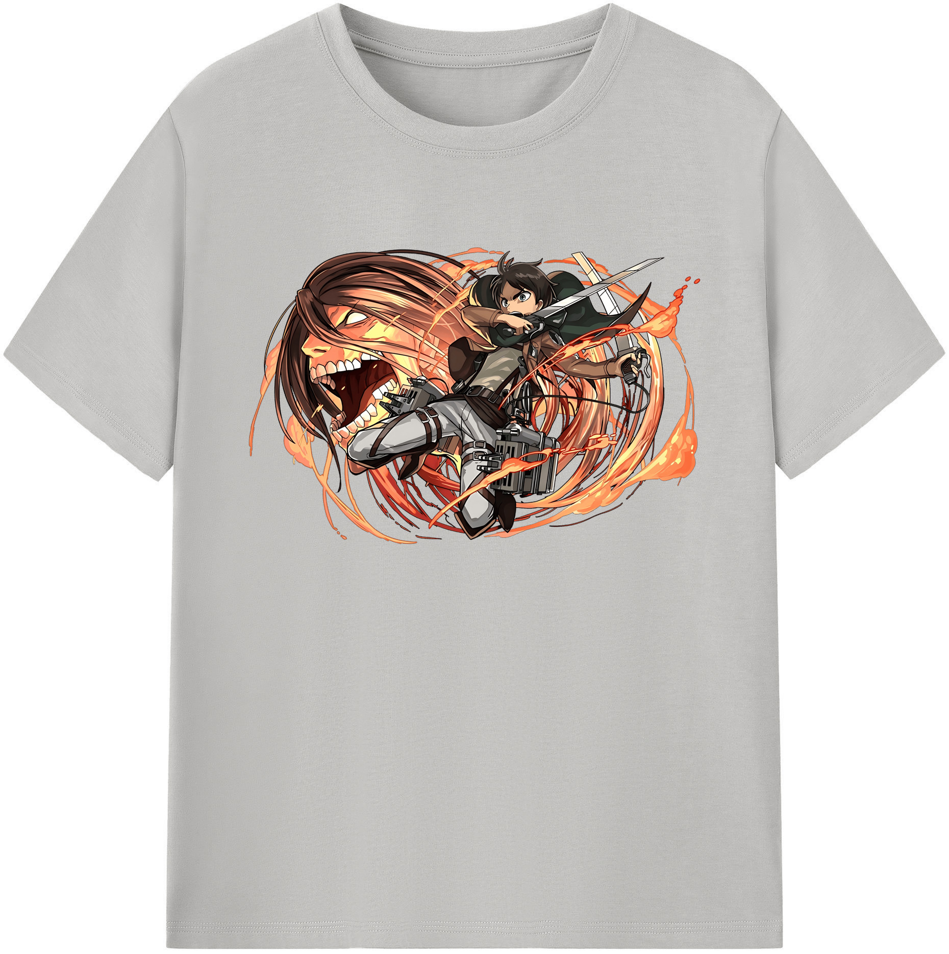（画像用） 進撃の巨人 エレン･イェーガー Attack on Titan Eren Jäger 綿100％ メンズ半袖Tシャツ｜肌触りやわらか＆通気性