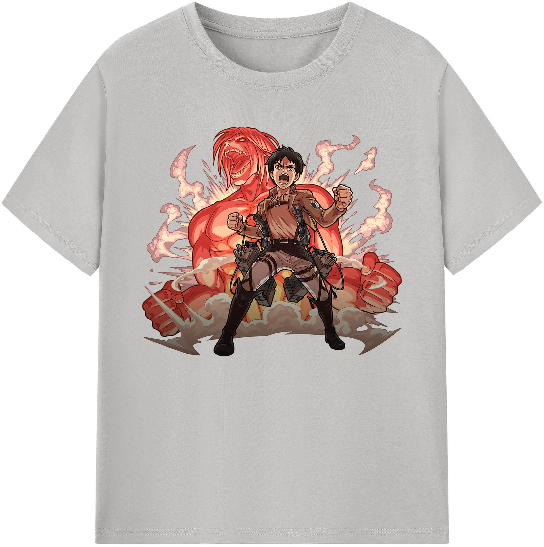 （画像用） 進撃の巨人 エレン･イェーガー Attack on Titan Eren Jäger 綿100％ メンズ半袖Tシャツ｜肌触りやわらか＆通気性