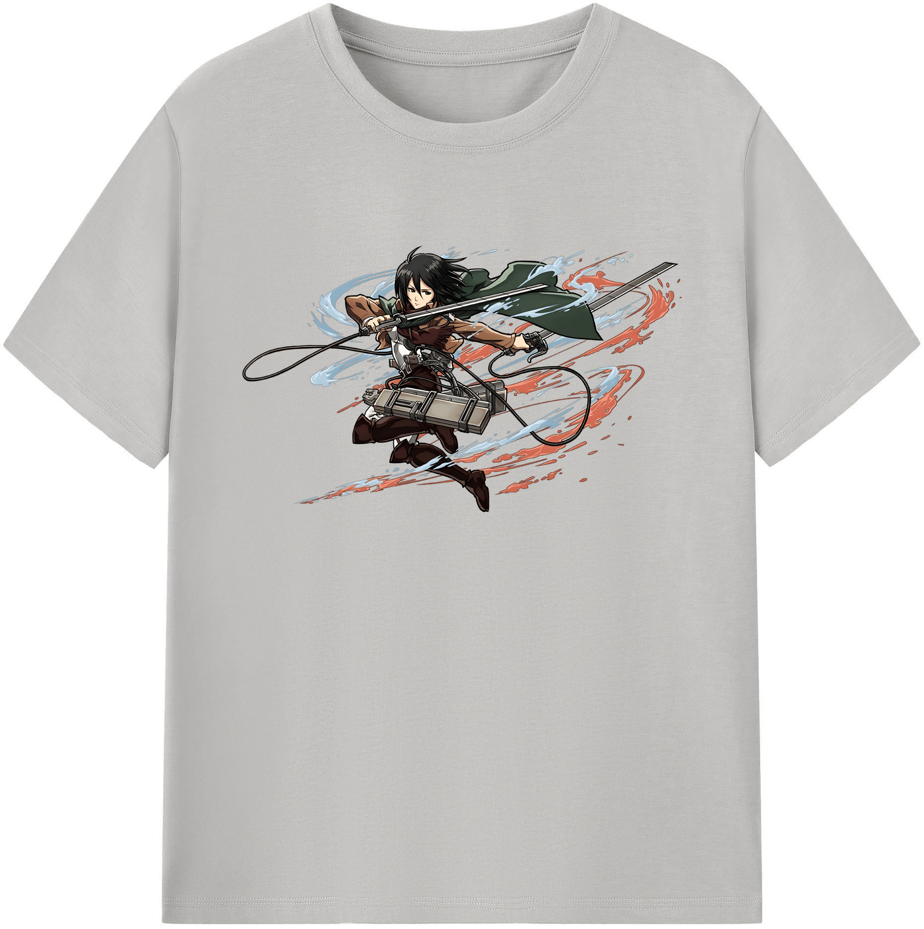 （画像用） 進撃の巨人 ミカサ·アッカーマン Attack on Titan Mikasa Ackerman 綿100％ メンズ半袖Tシャツ｜肌触りやわらか＆通気性