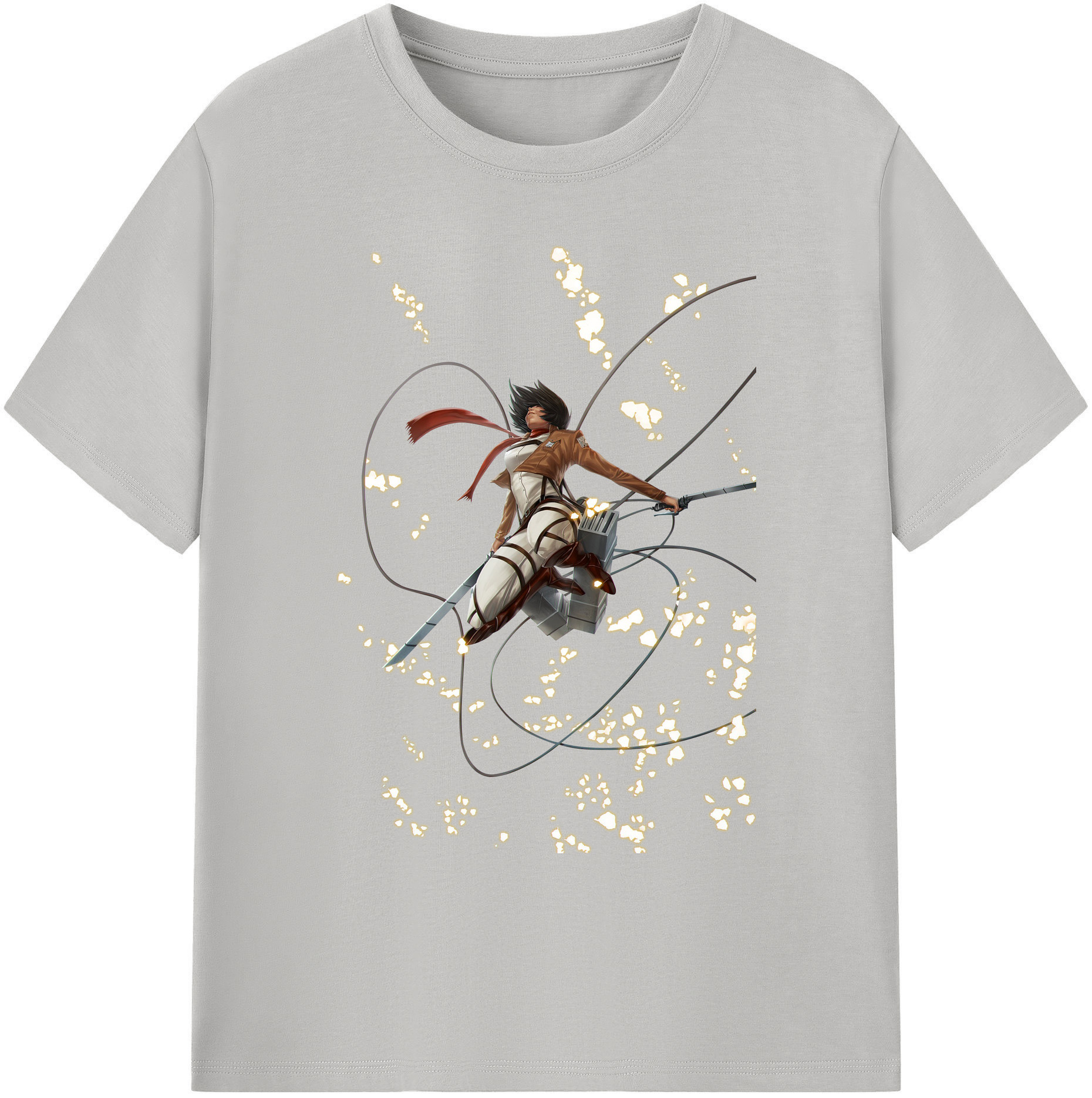 （画像用） 進撃の巨人 ミカサ·アッカーマン Attack on Titan Mikasa Ackerman 綿100％ メンズ半袖Tシャツ｜肌触りやわらか＆通気性