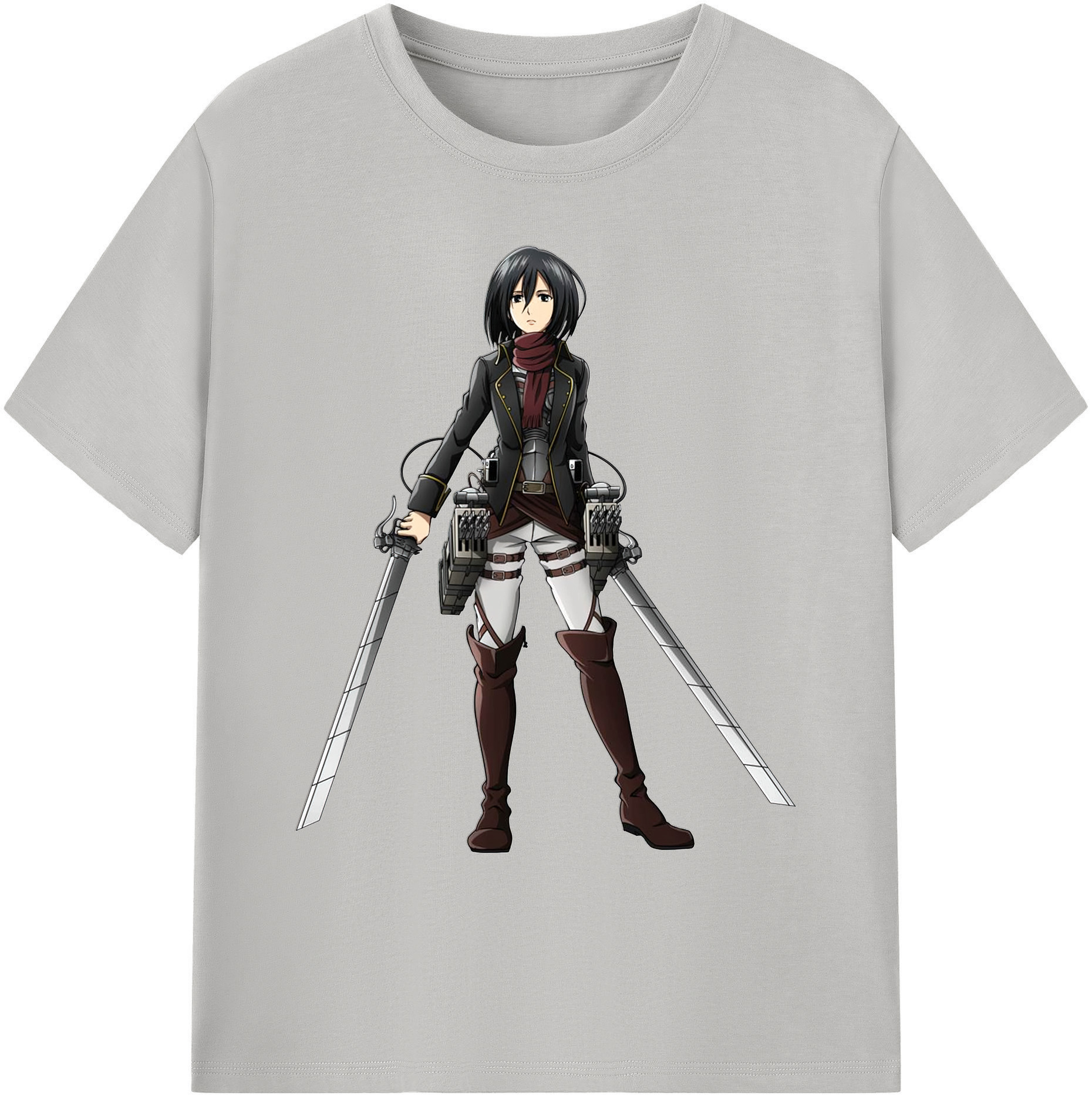 （画像用） 進撃の巨人 ミカサ·アッカーマン Attack on Titan Mikasa Ackerman 綿100％ メンズ半袖Tシャツ｜肌触りやわらか＆通気性