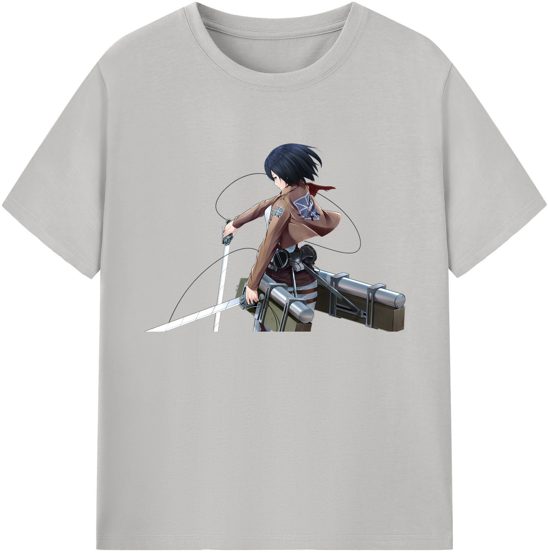（画像用） 進撃の巨人 ミカサ·アッカーマン Attack on Titan Mikasa Ackerman 綿100％ メンズ半袖Tシャツ｜肌触りやわらか＆通気性