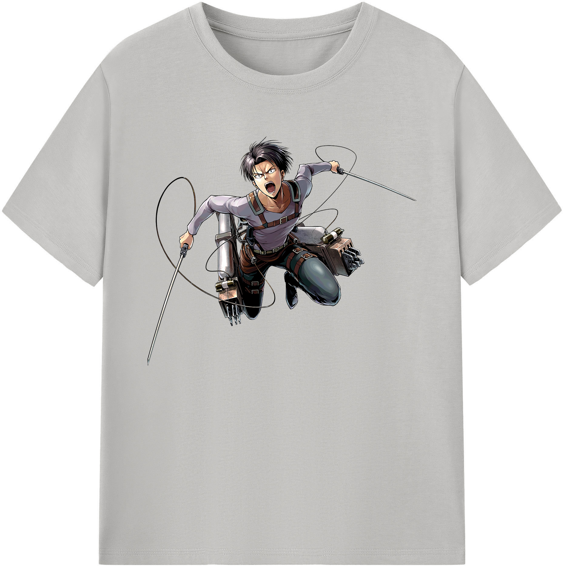 （画像用） 進撃の巨人 リヴァイ·アッカーマン Attack on Titan Levi Ackerman 綿100％ メンズ半袖Tシャツ｜肌触りやわらか＆通気性