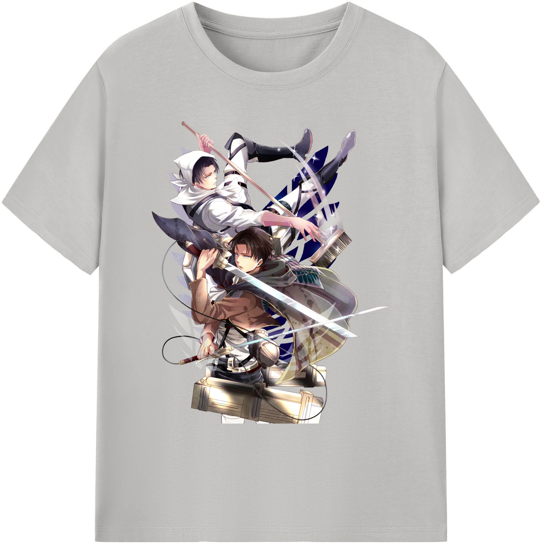 （画像用） 進撃の巨人 リヴァイ·アッカーマン Attack on Titan Levi Ackerman 綿100％ メンズ半袖Tシャツ｜肌触りやわらか＆通気性