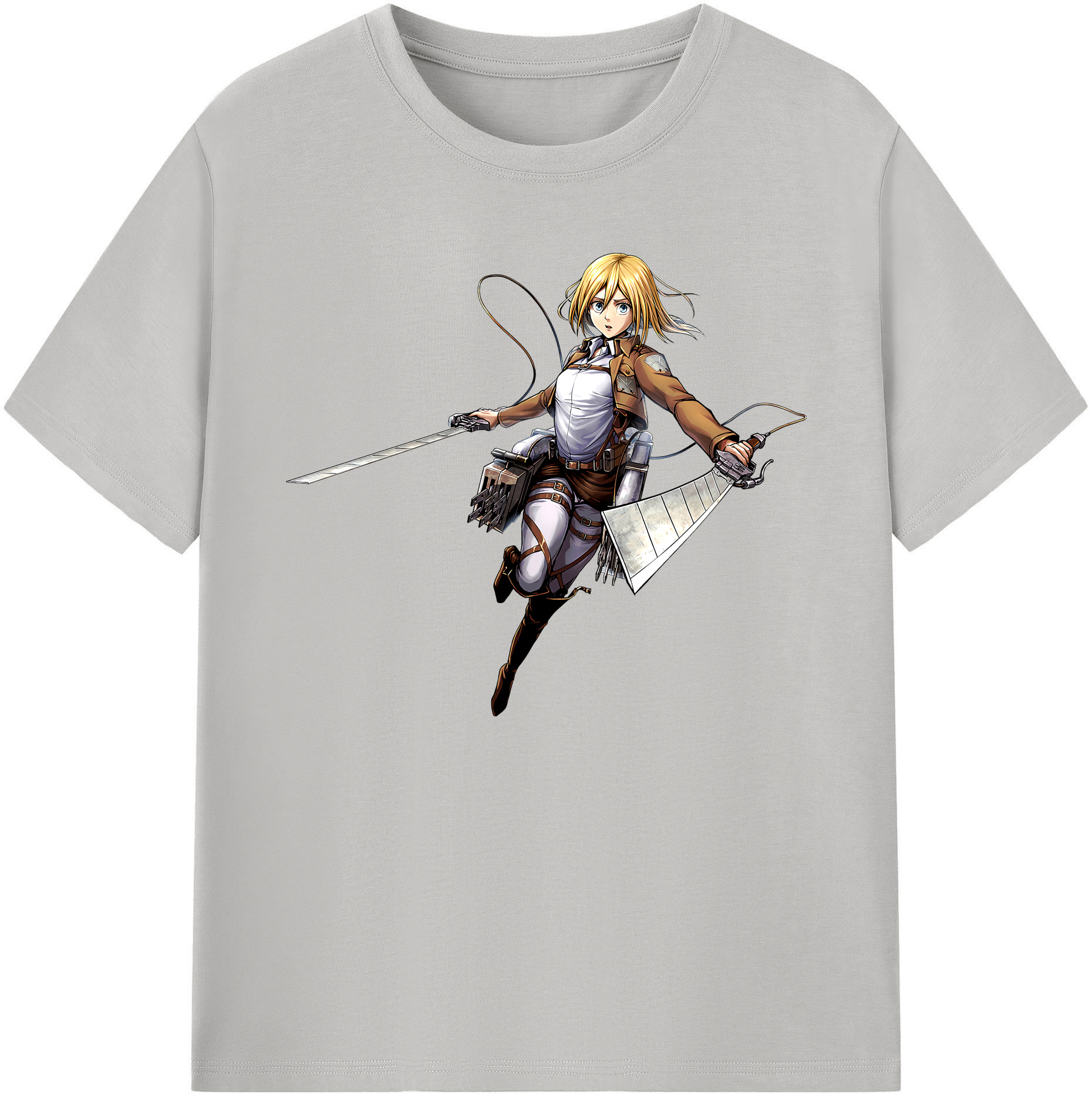 （画像用） 進撃の巨人 クリスタ·レンズ Attack on Titan Christa Lenz 綿100％ メンズ半袖Tシャツ｜肌触りやわらか＆通気性