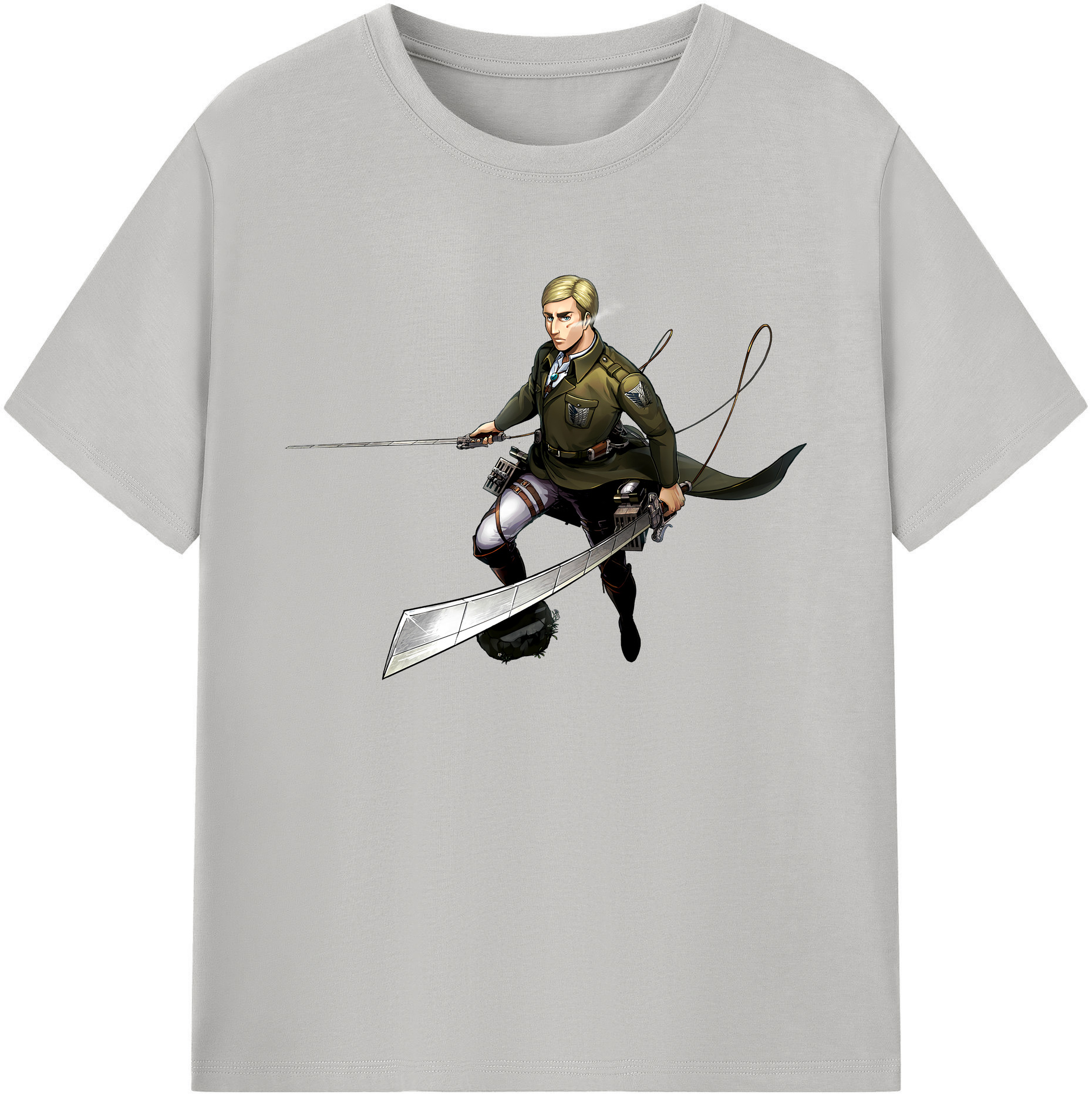 （画像用） 進撃の巨人 エルヴィン・スミス Attack on Titan Erwin Smith 綿100％ メンズ半袖Tシャツ｜肌触りやわらか＆通気性