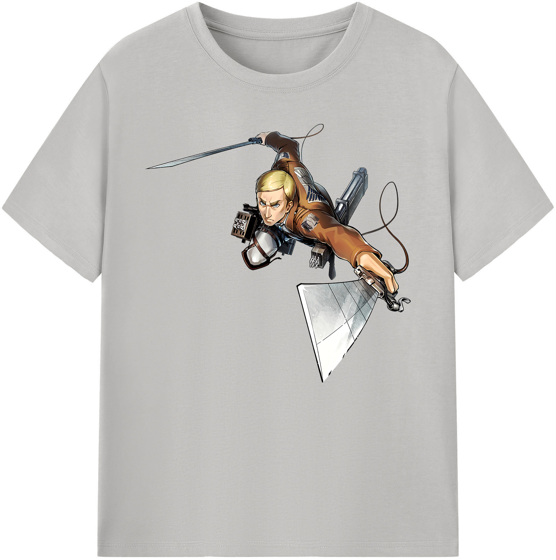 （画像用） 進撃の巨人 エルヴィン・スミス Attack on Titan Erwin Smith 綿100％ メンズ半袖Tシャツ｜肌触りやわらか＆通気性