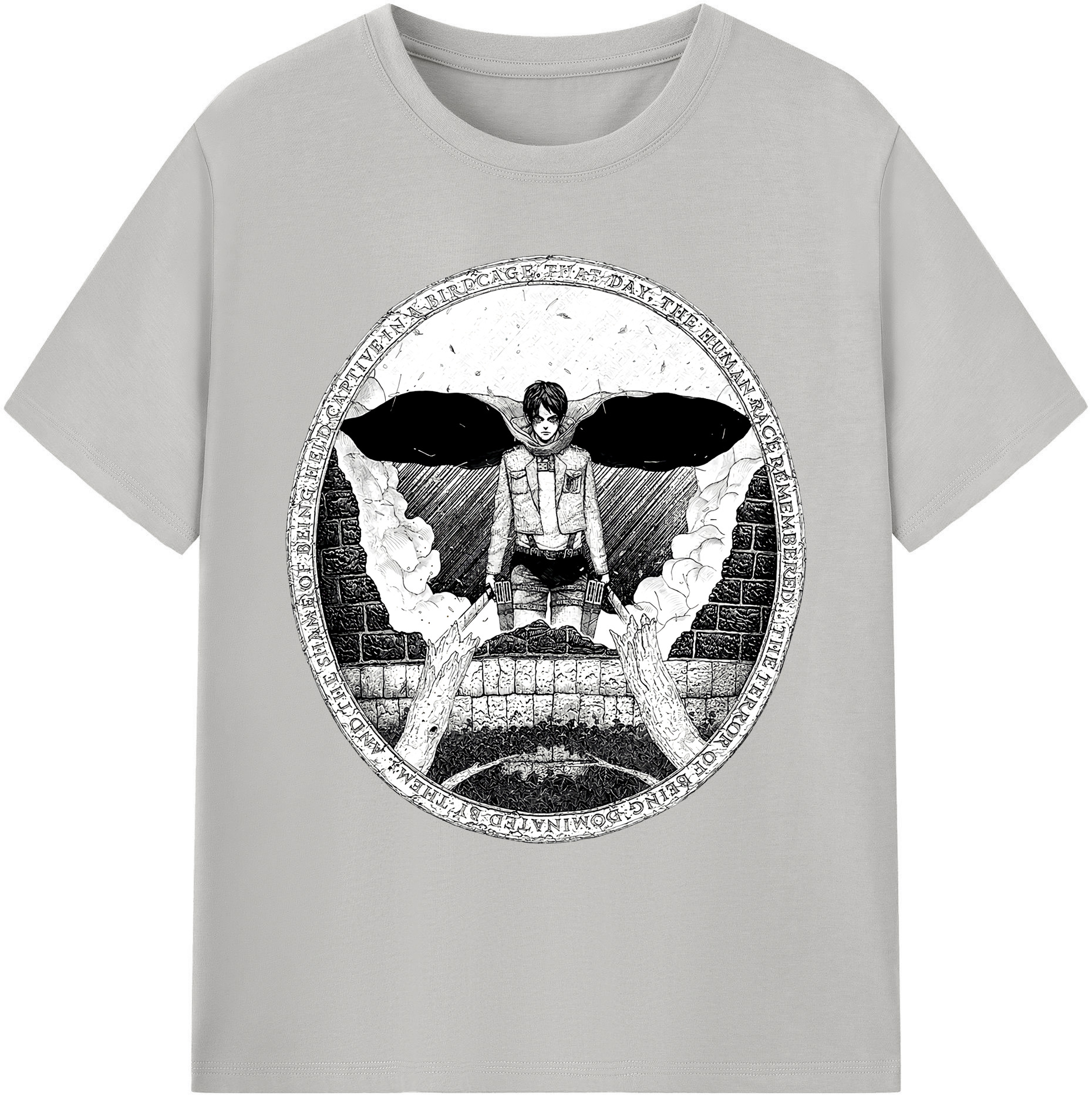 （画像用） 進撃の巨人 エレン･イェーガー Attack on Titan Eren Jäger 綿100％ メンズ半袖Tシャツ｜肌触りやわらか＆通気性